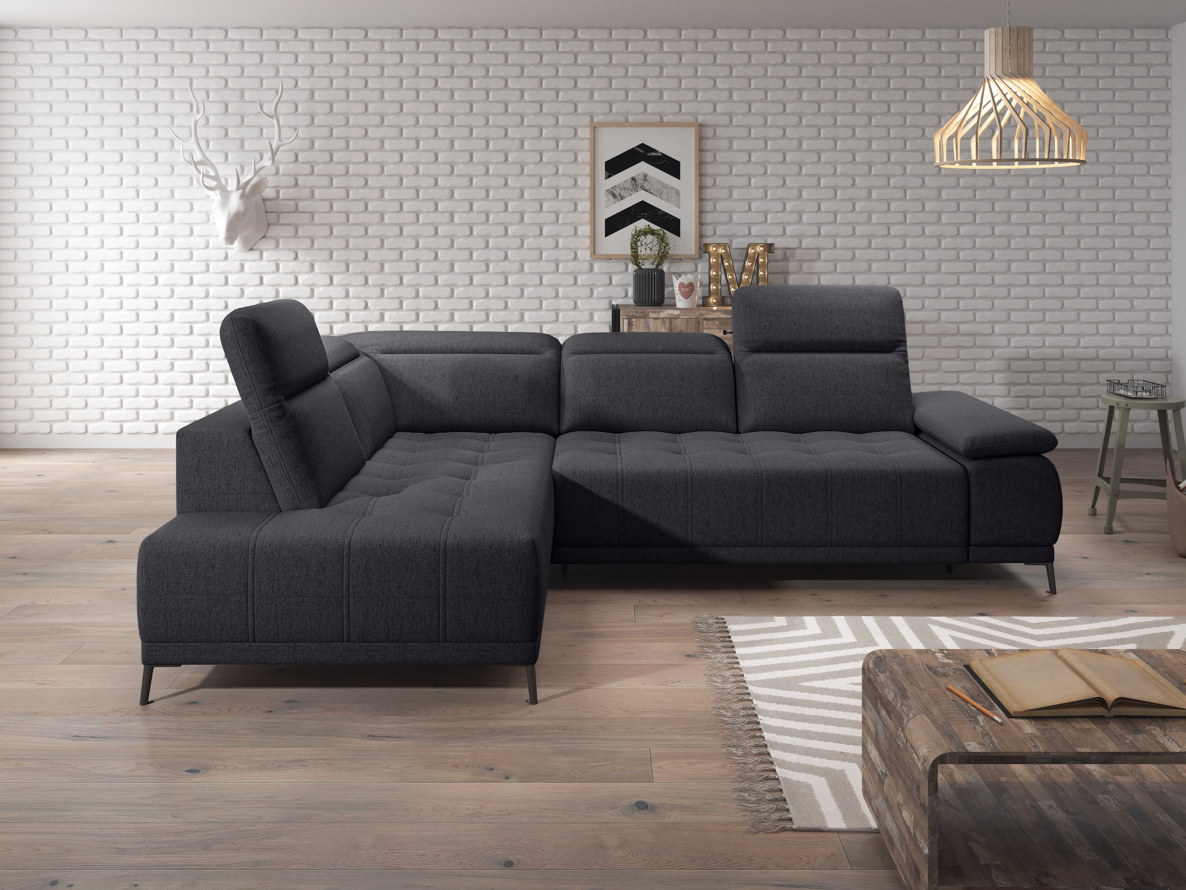 WERK2 Ecksofa "Focus-L, elektrisch erweiterbare Sitztiefe um ca. 30 cm, L-F günstig online kaufen