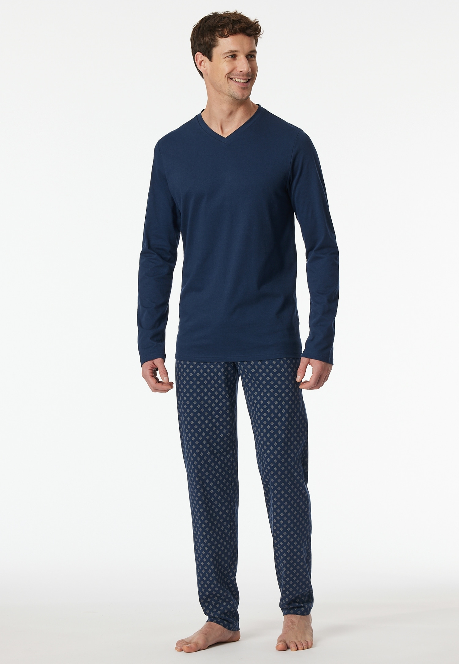 Schiesser Schlafanzug "Casual Essentials" 2 Stk. tlg., mit V-Ausschnitt günstig online kaufen