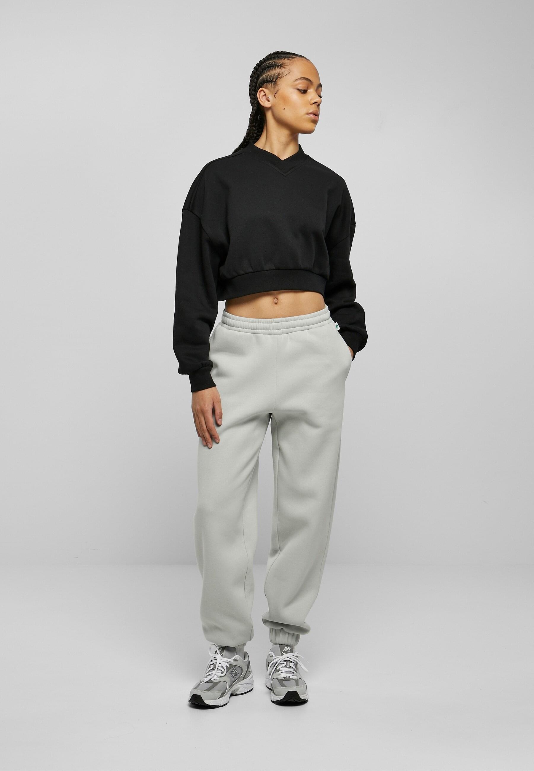 URBAN CLASSICS Sweater »Urban Classics Damen Ladies Cropped V-Neck«