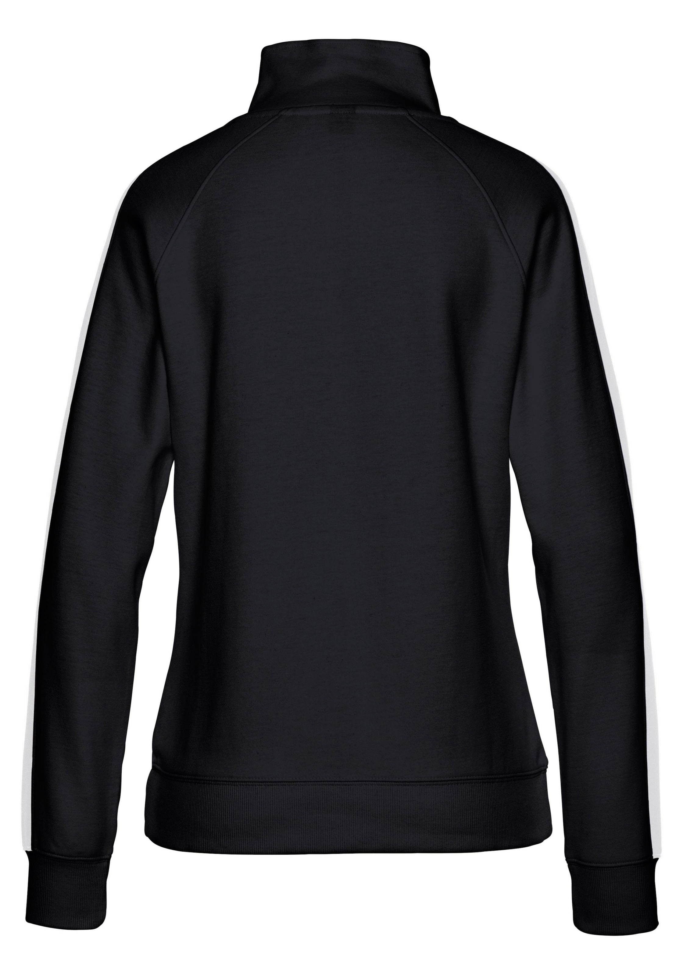 Bench. Loungewear Sweatjacke, mit Seitenstreifen und Stehkragen, Loungewear