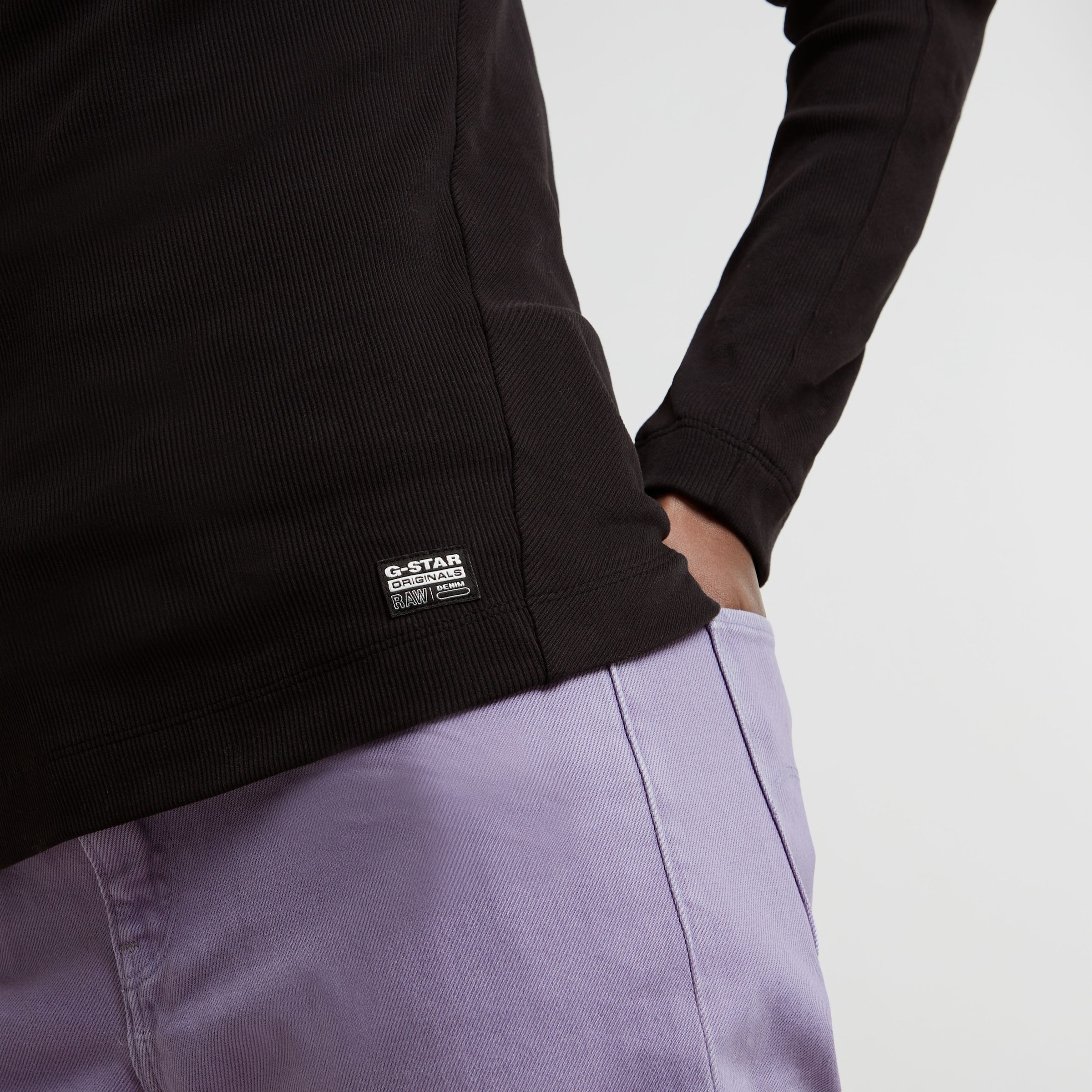 G-STAR Longsleeve »Rib Mock Top«, mit Markenschriftzug am Kragen