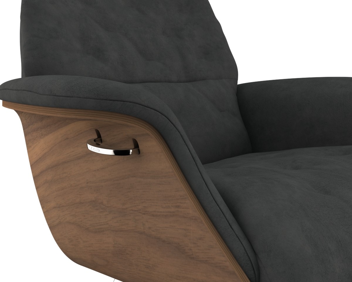 FLEXLUX Relaxsessel »Relaxchairs Volden«, Rücken- & Kopfteilverstellung, drehbar, Arml. Walnuss, Fuß Alu, M