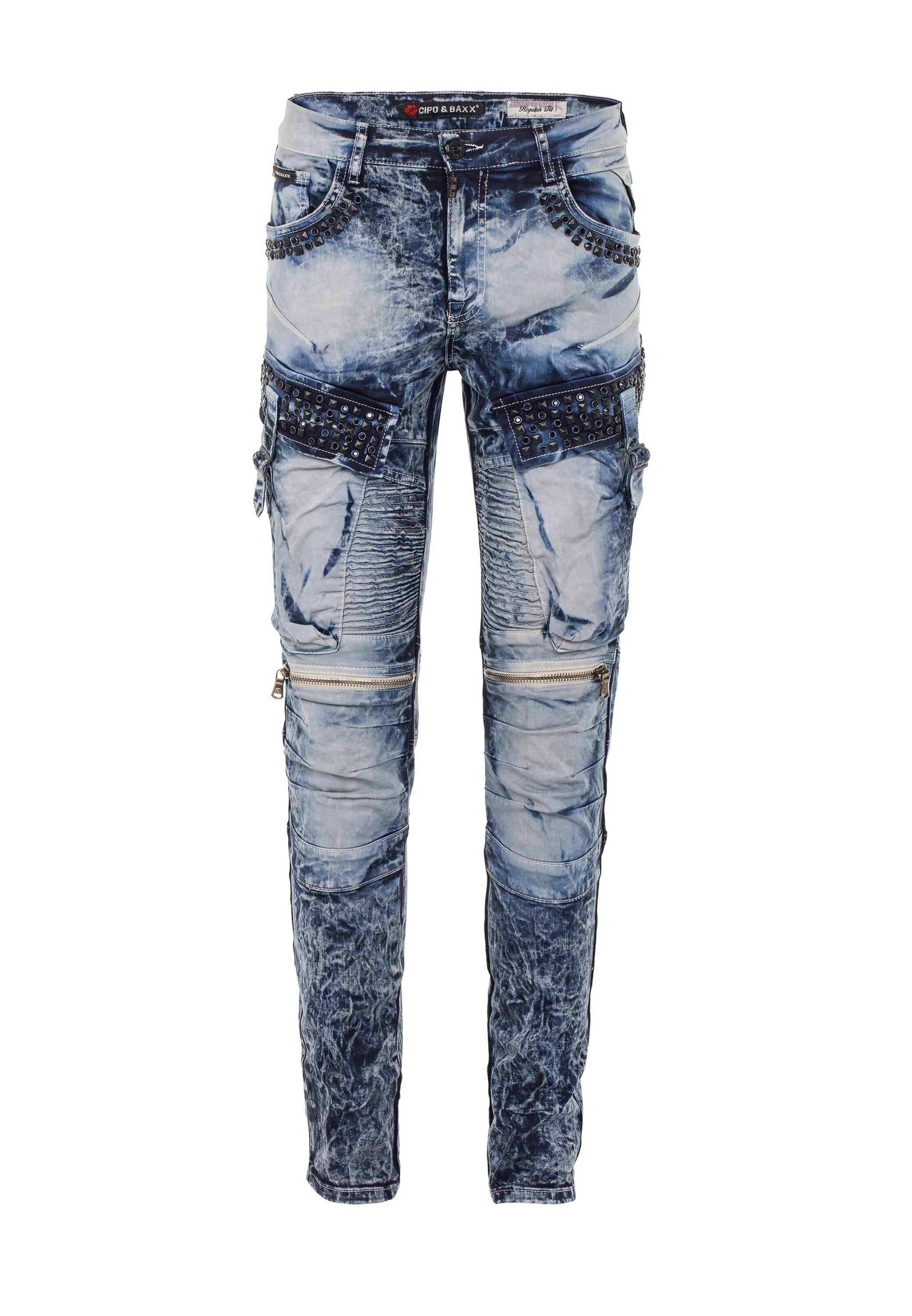 Cipo & Baxx Bikerjeans "Jeans", Mit Ripp-Details, CD494 günstig online kaufen