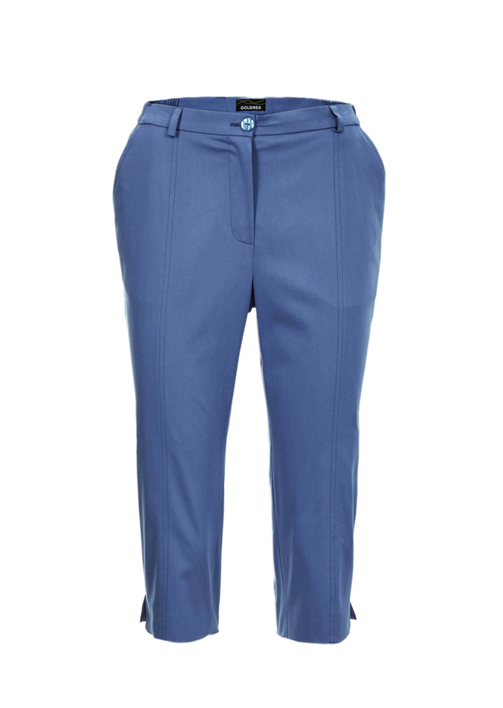 GOLDNER Caprihose "Kurzgröße Sportive Capri-Hose aus trageangenehmen Satin" Perfekt sitzende und anschmiegsame Pasform