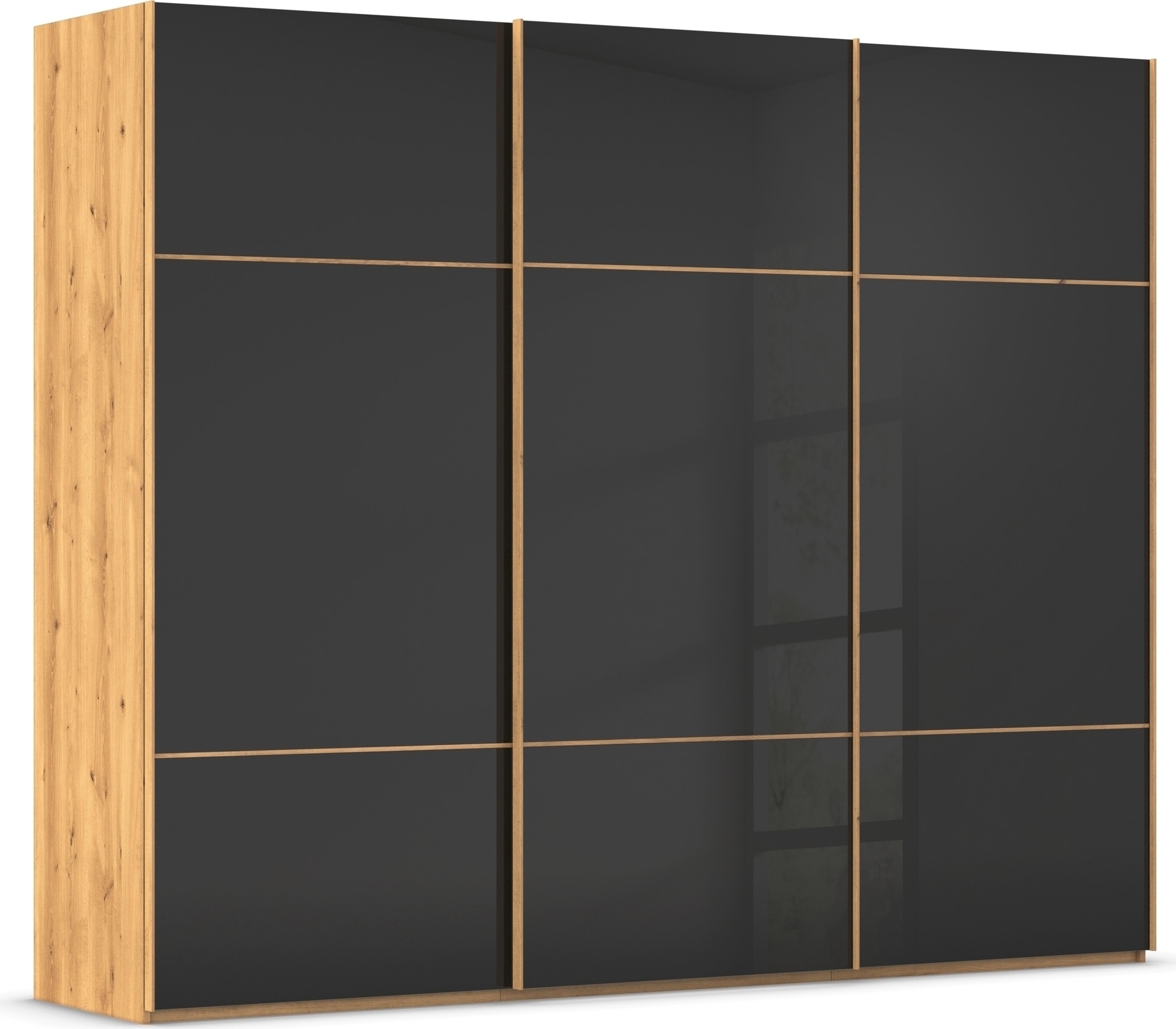 rauch "Kleiderschrank Schrank Garderobe Schlafzimmerschrank SCALE-TRIO" edle dreigeteilte Front mit 2 Zierleisten Glasfront MADE IN GERMANY