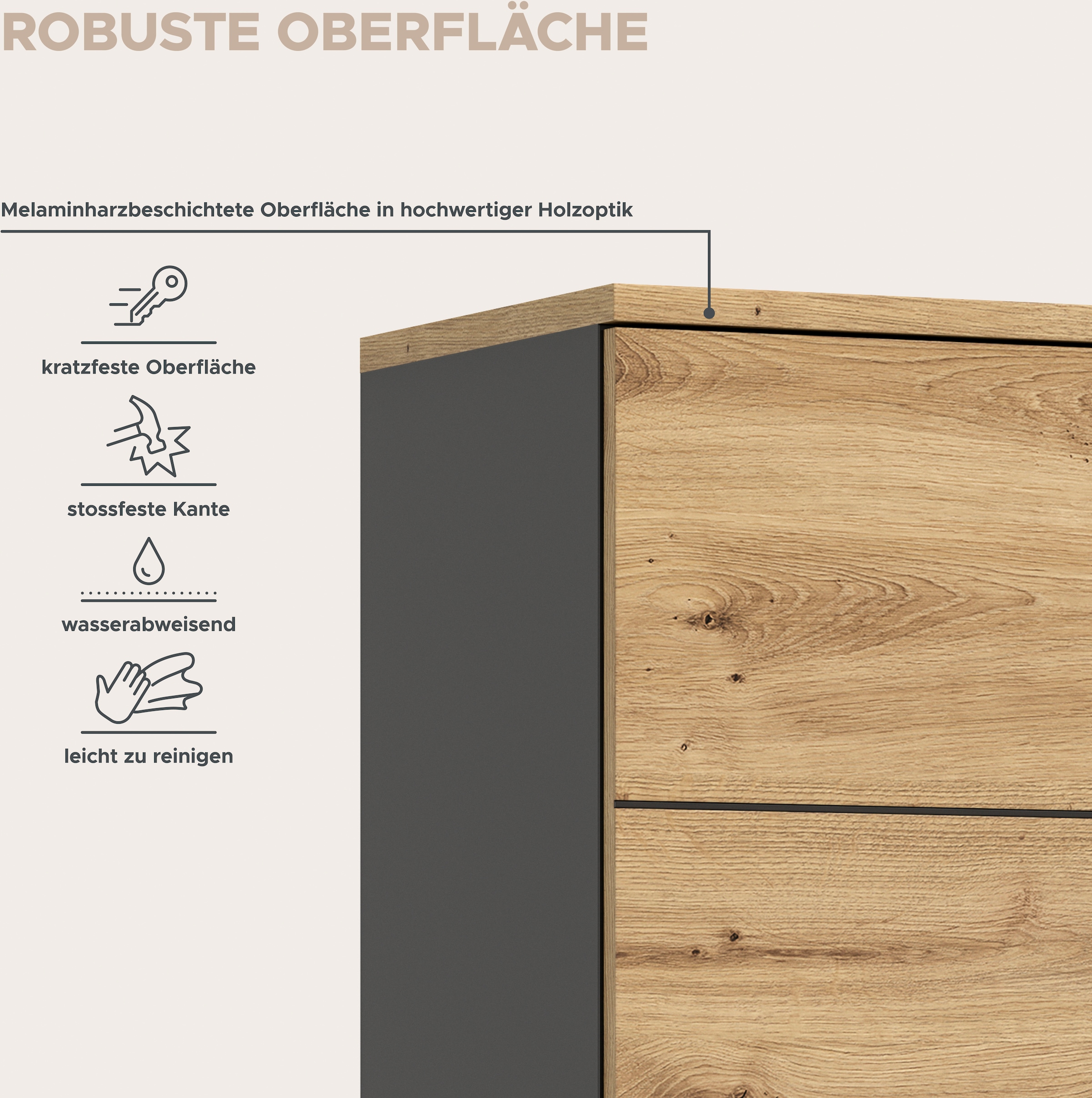 INOSIGN Garderobenschrank »Rehat, Höhe: 190cm, in Basalt grau/ Artisan Eiche, 2 Türen, 6 Fächer«, Garderobe, Flurschrank, Dielenschrank, Kleiderschrank, Garderobenmöbel