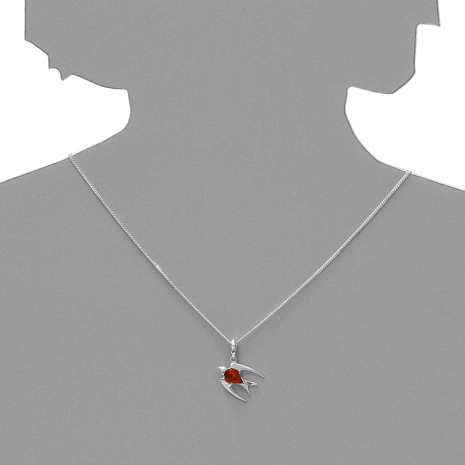 OSTSEE-SCHMUCK Kette mit Anhänger »- Schwalbe - Silber 925/000 - Bernstein«