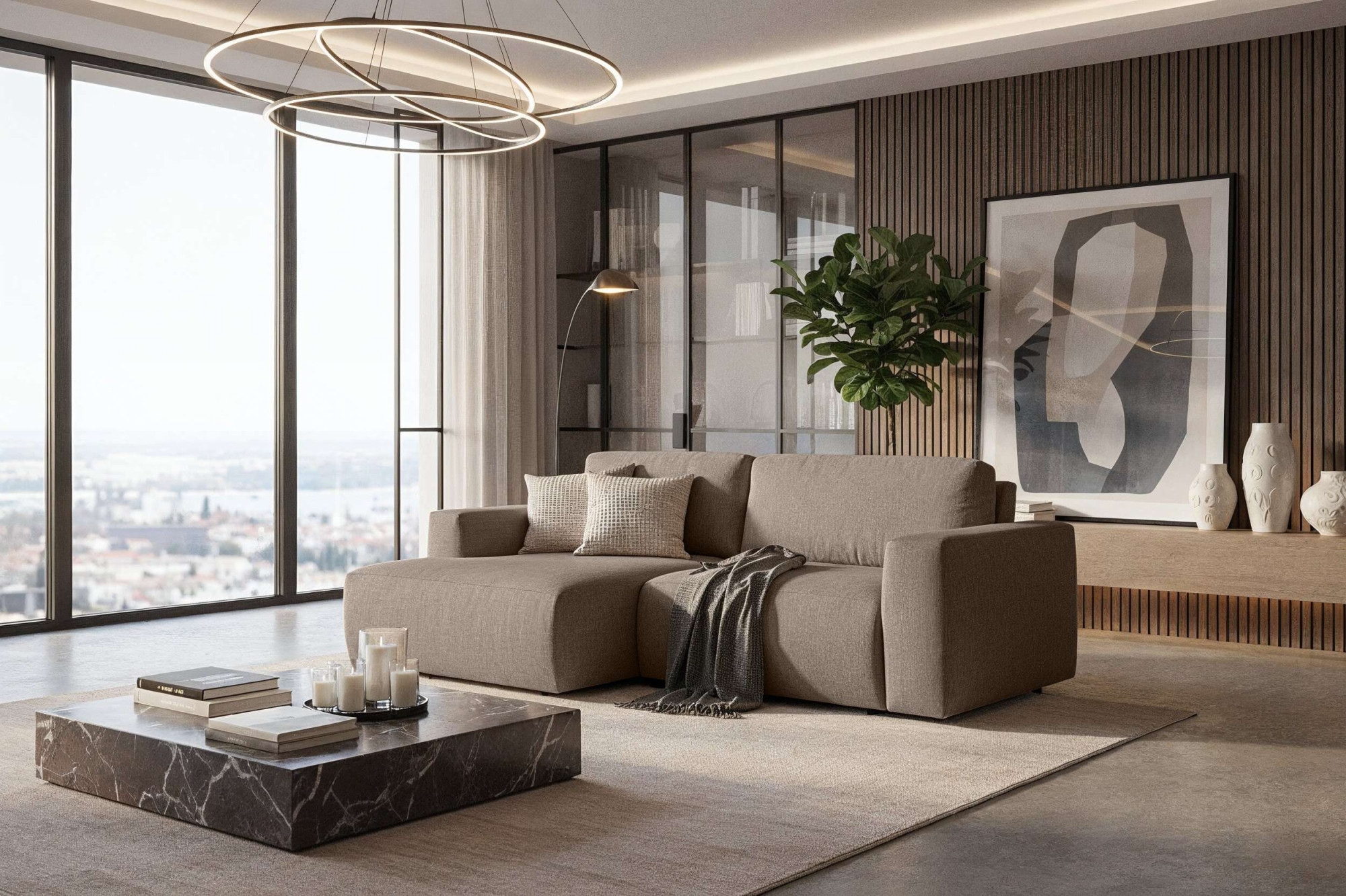 andas Schlafsofa »Noord Schlafecksofa, Breite 250 cm« Cord, Struktur, Webstoff, mit Wellenunterfederung, Massivholzrahmen