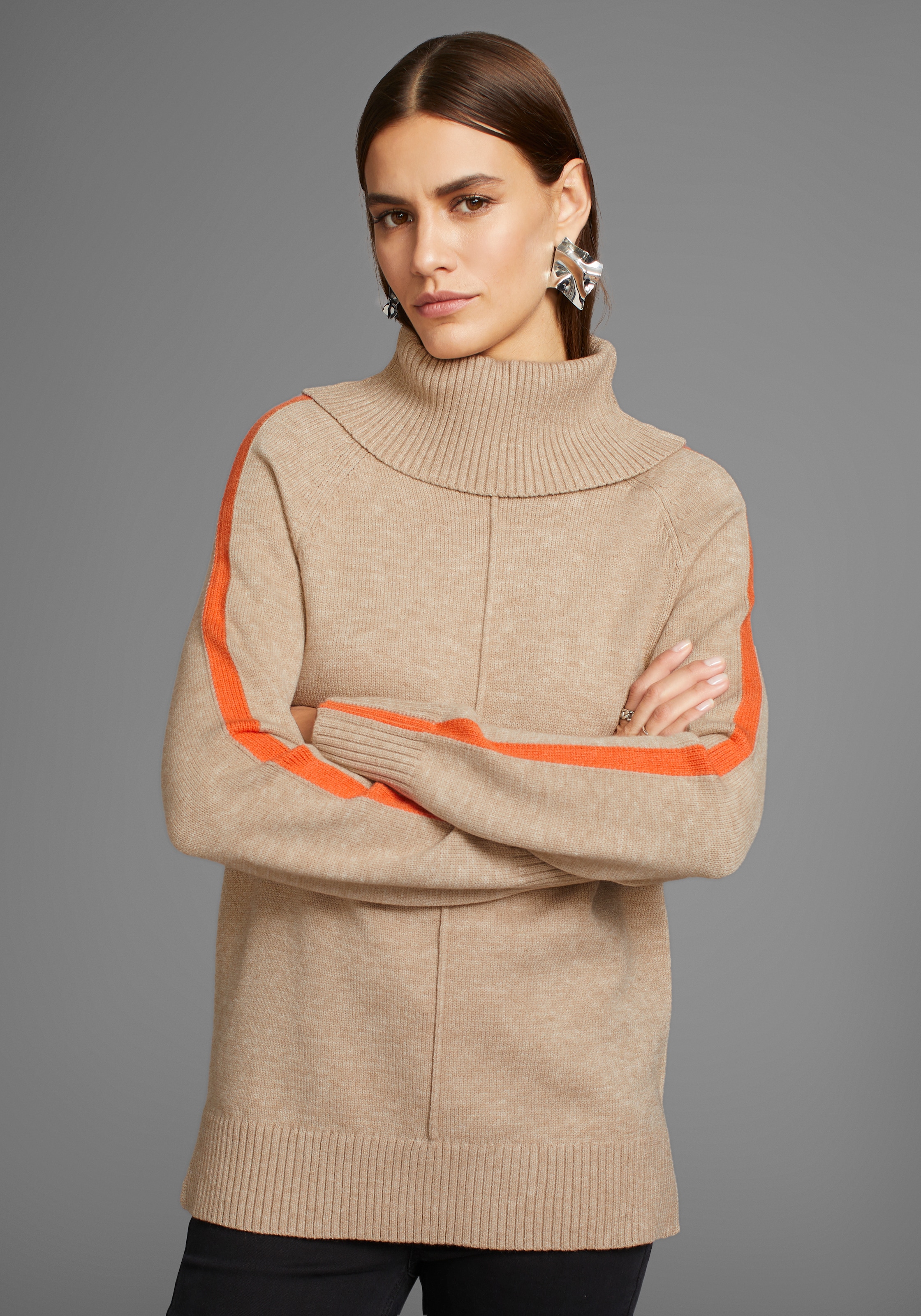 HECHTER PARIS Rollkragenpullover su Kontrastdetails