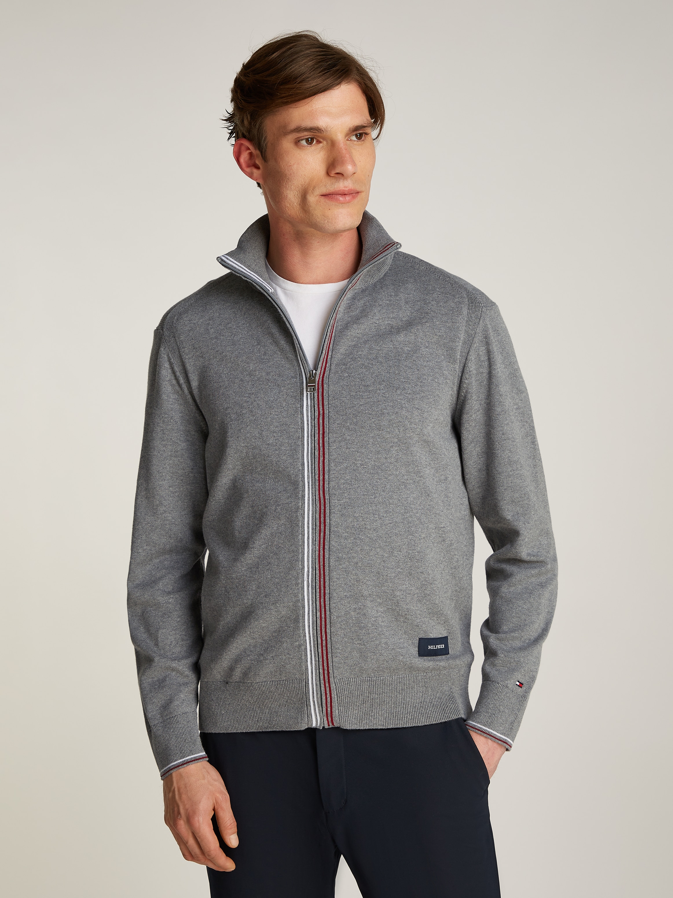 Cardigan »RWB TIPPED COTTON ZIP THROUGH«, Mit Streiefen in Tommy Farben am Reißverschluss