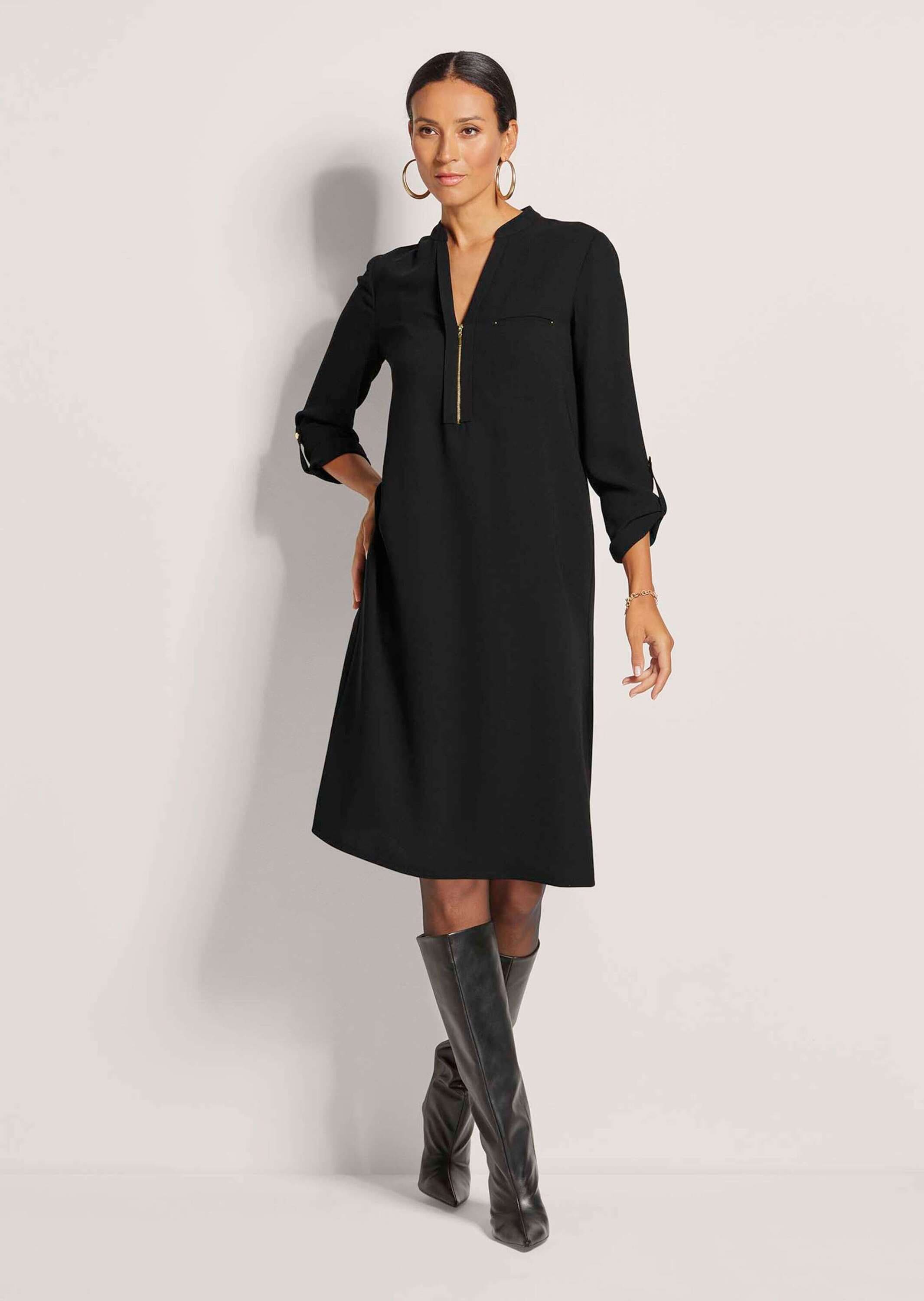 MADELEINE Midikleid »Kleid Shirtkleid mit Rundhals mit V-Schlitz«