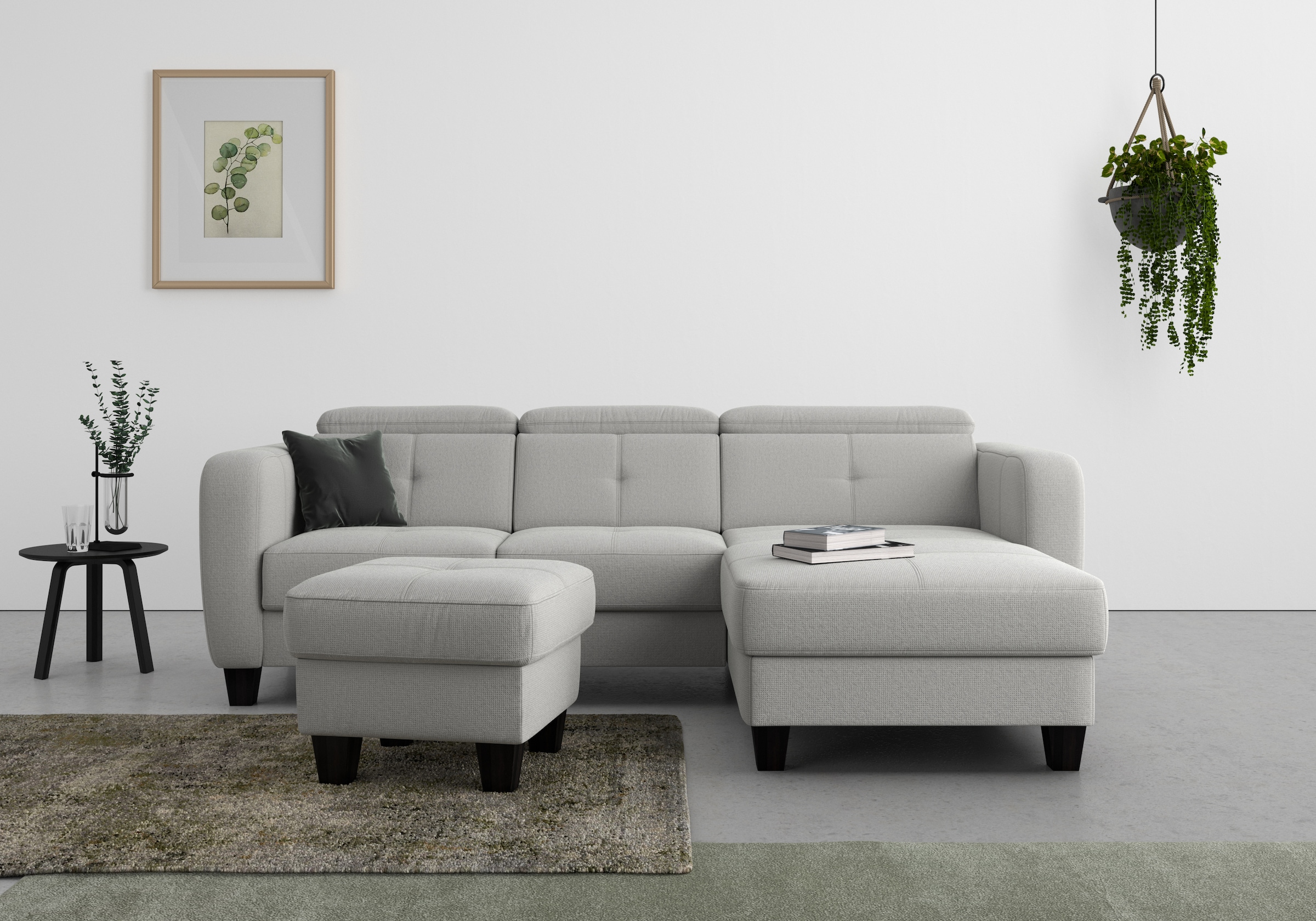 sit&more Ecksofa »Belluci L-Form«, inklusive Federkern, wahlweise mit Bettfunktion und Bettkasten