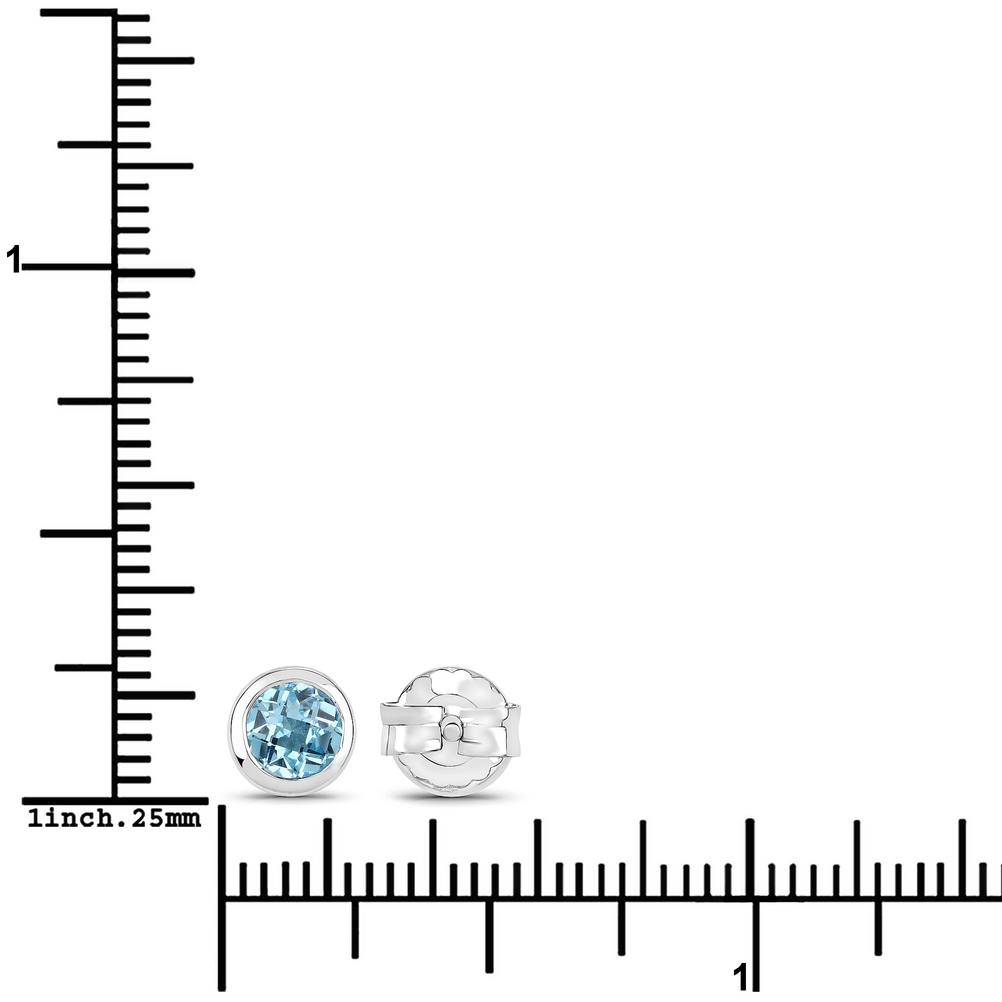 Paar Ohrstecker VIRA JEWELS "925-Sterling Silber rhodiniert Glänzend Topas blau rund", weiß (weiß, blau), Ohrringe, Damen, one-size, 1,2, Silber 925 (Sterlingsilber) 2