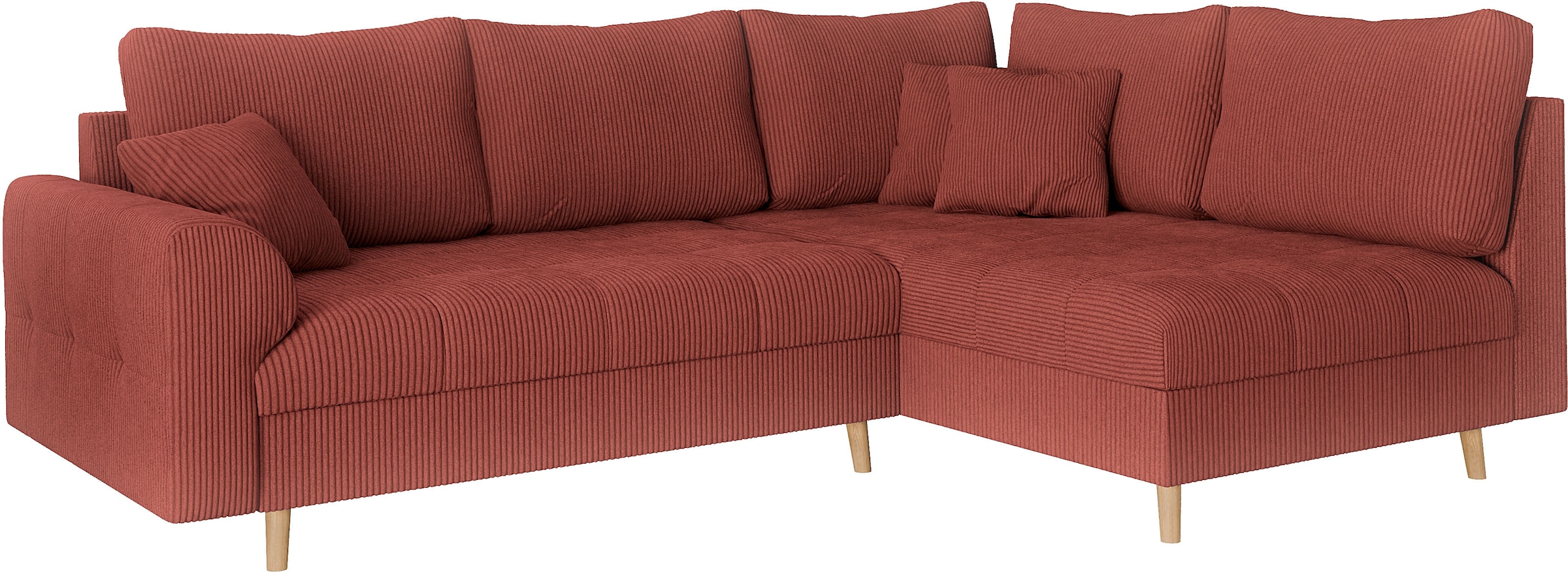 Home affaire Ecksofa »CHARRE L-Form mit Ottomane, Maße B/T/H: 231/161/81 cm«, feine Steppung, lose Rücken- und Zierkissen, auch in Cord und Bouclé