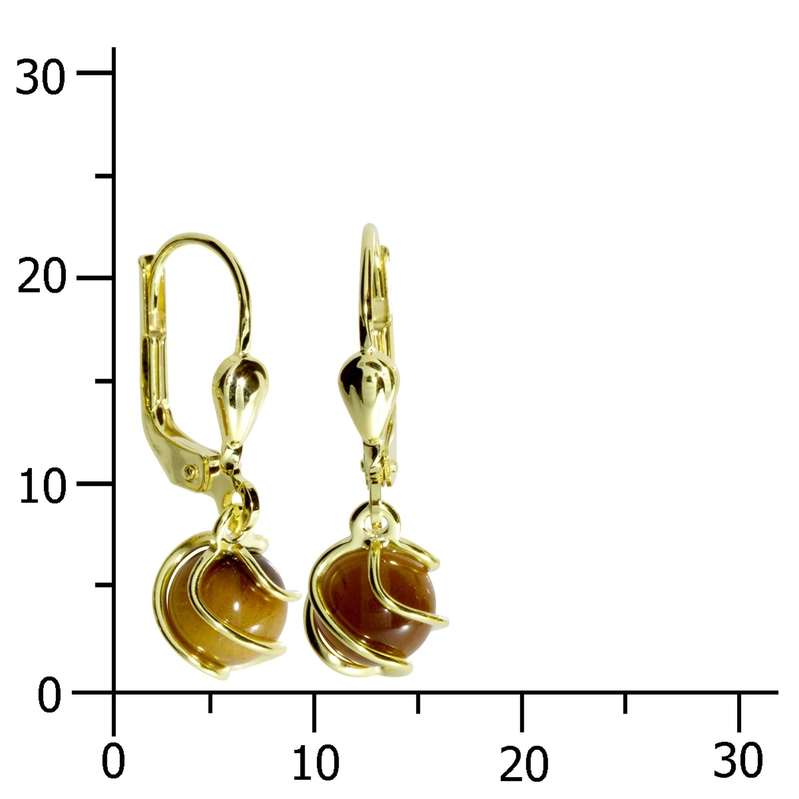 OSTSEE-SCHMUCK Paar Ohrhänger »- Goldkäfig - Gold 333/000 - Tigerauge«