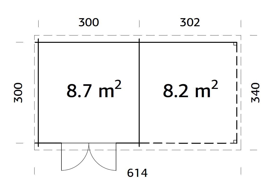 Palmako Gartenhaus »Ella«, (Set), 8,7+8,2 m², mit Anbaudach