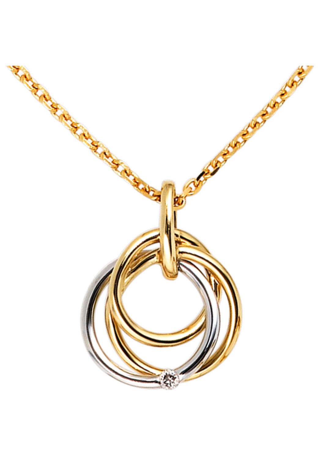 JOBO Kettenanhänger »Anhänger Goldanhänger verschlungen 16 mm«  585 Gold bicolor mit Diamant