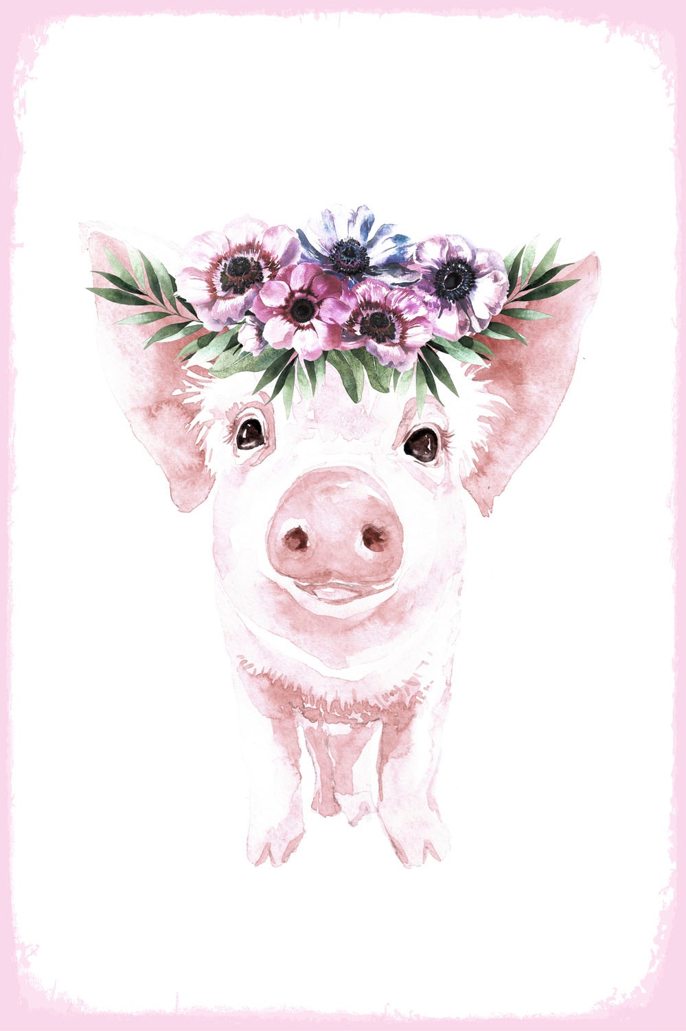 queence Metallbild "Galina", Blumen-Schwein-Tiere, (1 St.), Stahlschild, Bl günstig online kaufen