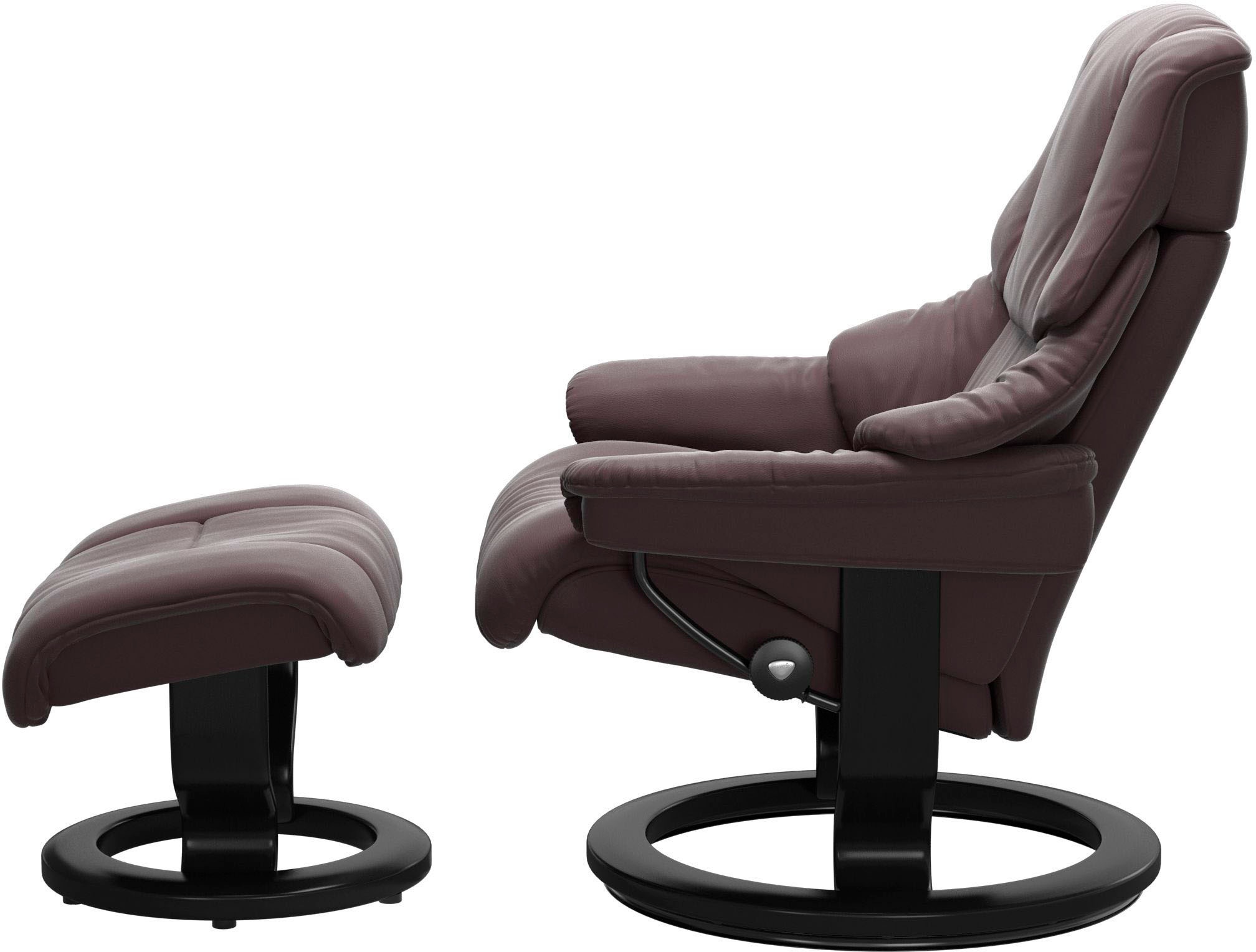 Stressless® Relaxsessel »Reno«, (Set, Relaxsessel mit Hocker), mit Hocker, mit Classic Base, Größe S, M & L, Gestell Schwarz