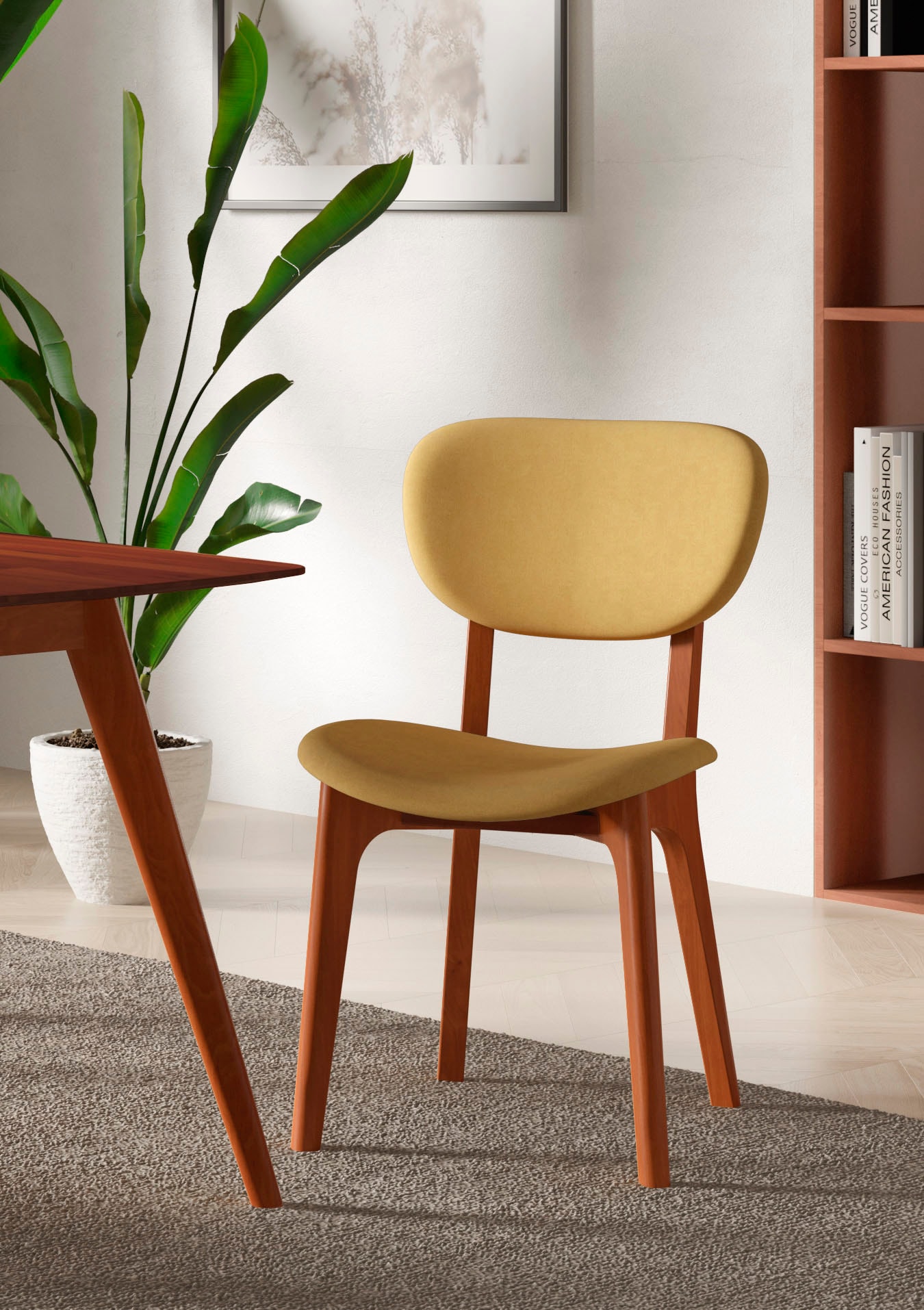 Home affaire "COZY Made in Italy" (Set) 2 Stk.Gestell in Buche, Kirsch- oder Nussbaum, Massivholz, Design Stuhl