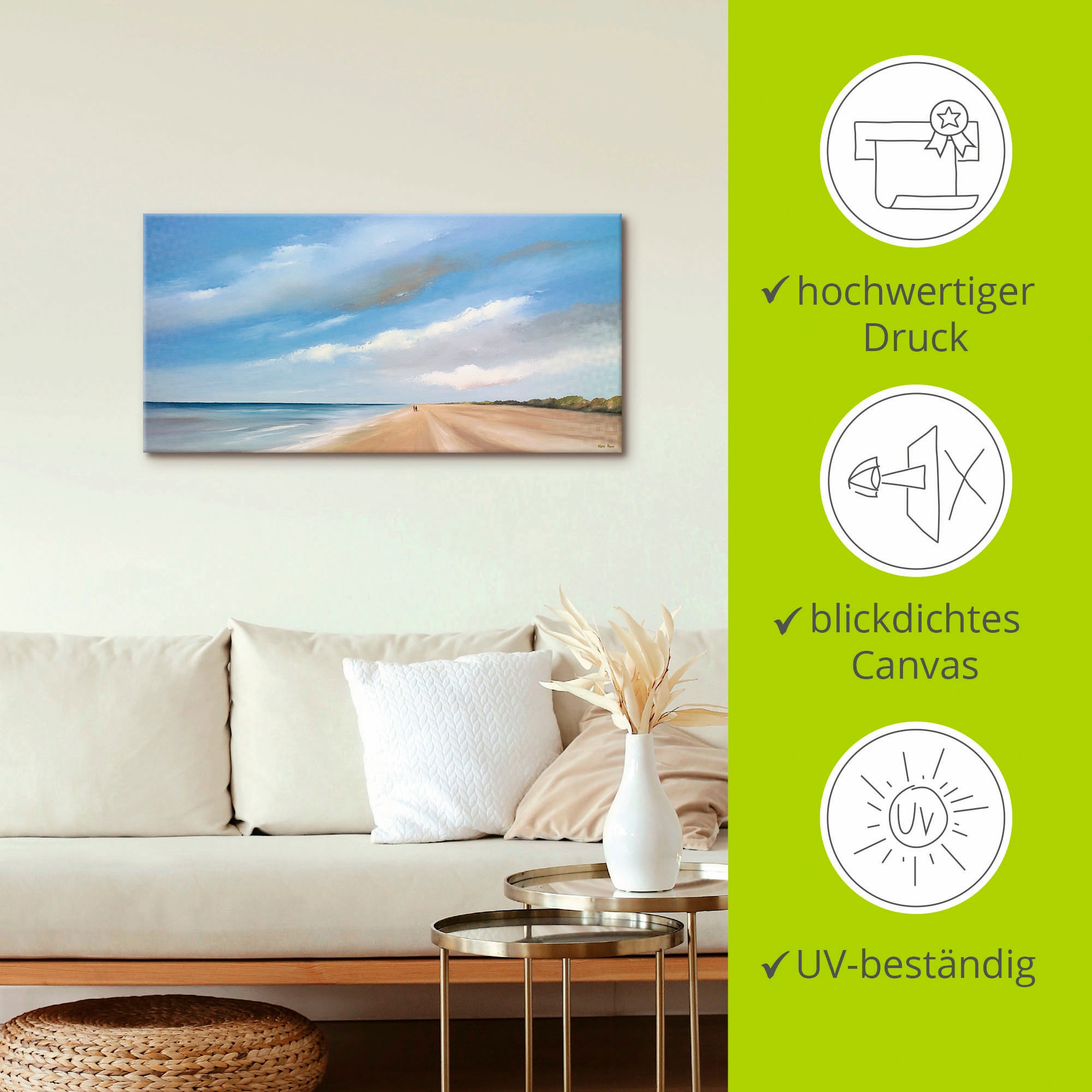 Artland Wandbild »Am Strand entlang III«, Strand, (1 St.), als Leinwandbild, Wandaufkleber in verschied. Größen