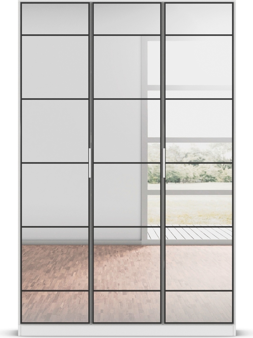 rauch Drehtürenschrank »Kleiderschrank Schrank Garderobe Schlafzimmerschrank ACERO«, (praktisch in Tiefe 41 cm mit vielen Einlegeböden), Spiegelfront in moderner Loft-Optik MADE IN GERMANY