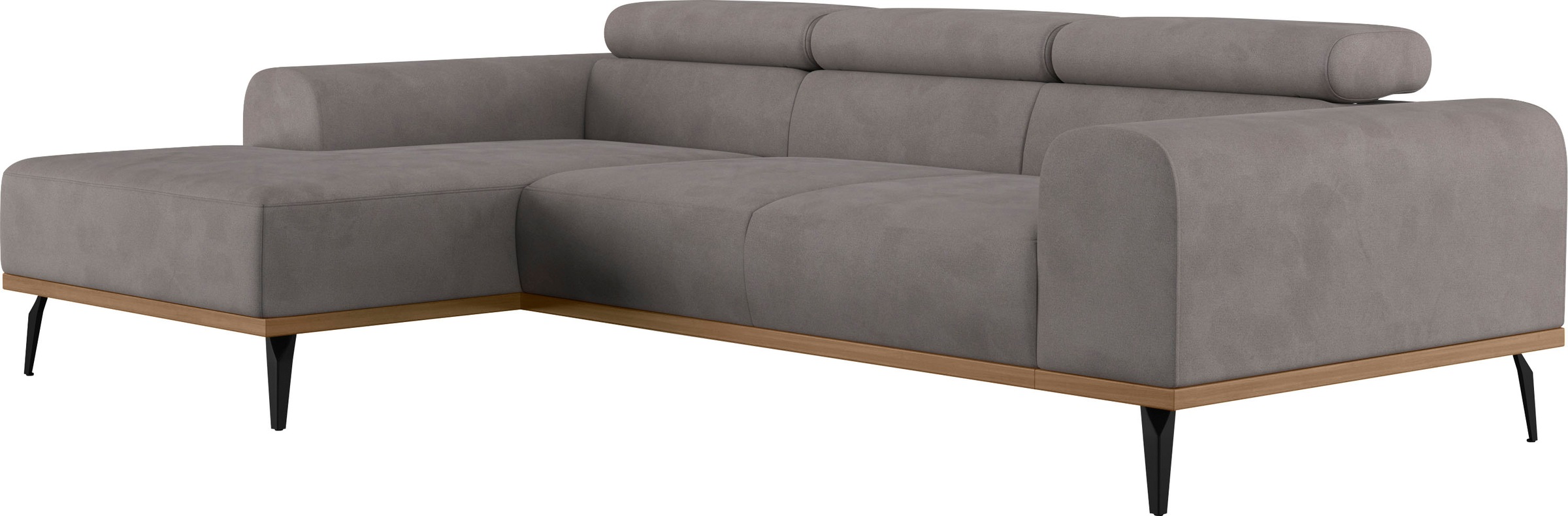 Home affaire Ecksofa »Carlo L-Form« mit Kopfteilverstellung & Holz-Rahmenoptik, wahlweise Relaxfunktion