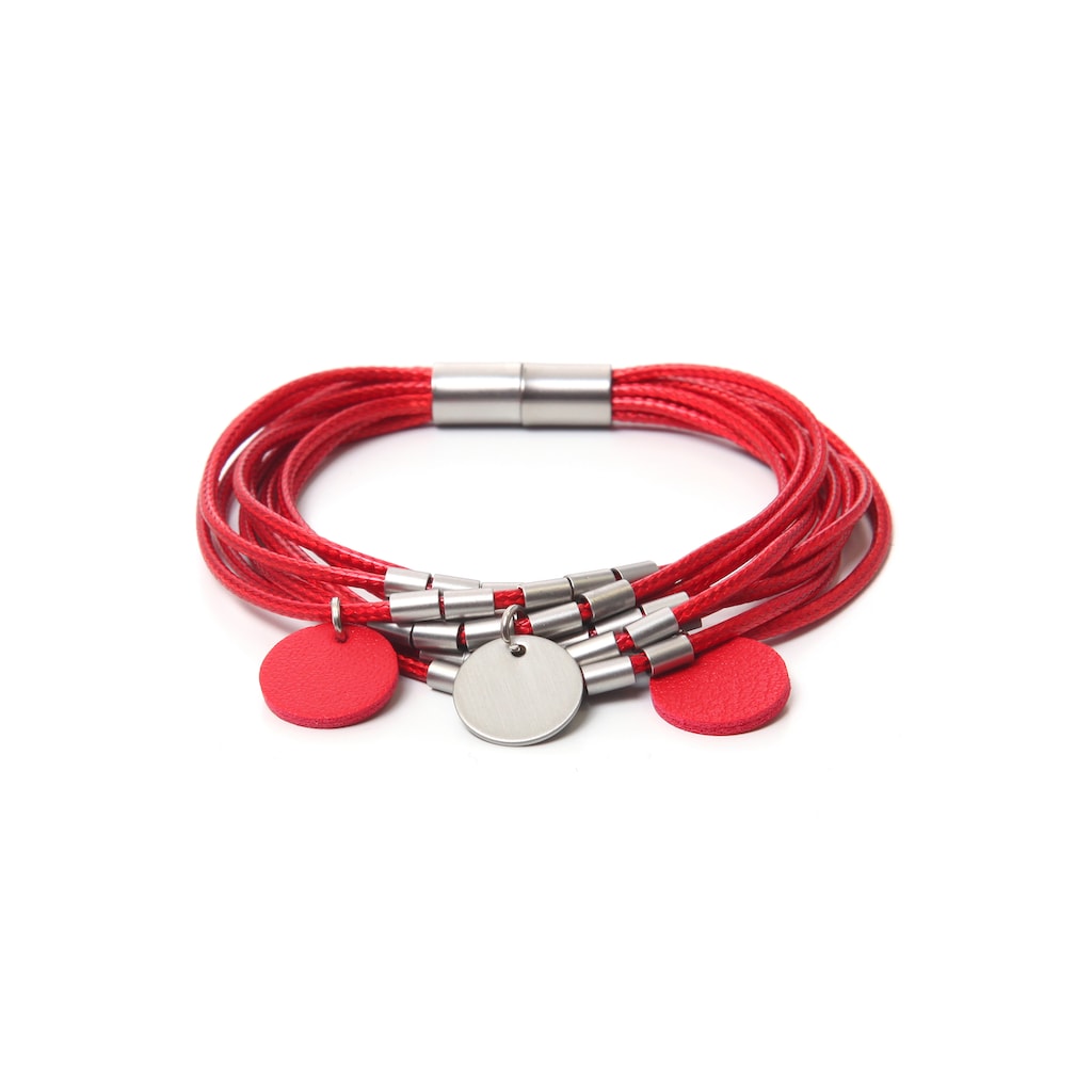 Firetti Armband »rot, rund, bicolor, mehrreihig«