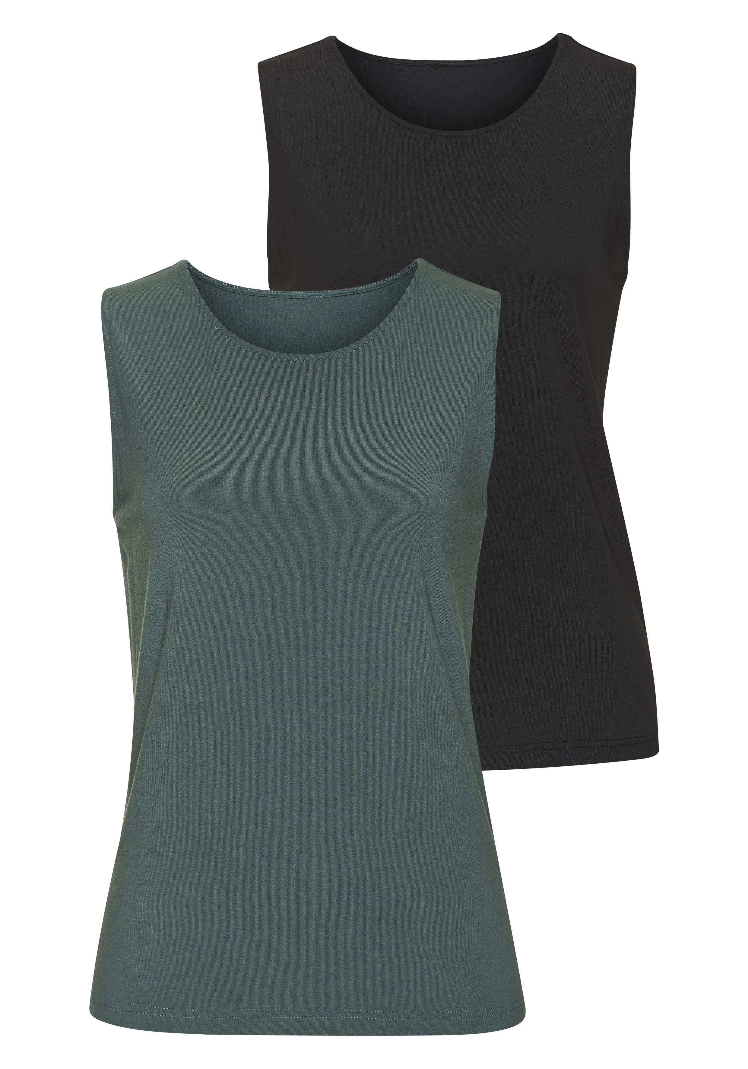 LASCANA Shirttop "aus luftiger Baumwoll-Modal-Qualität" 2er-Pack, aus elastischem Jersey mit Baumwolle und Modal
