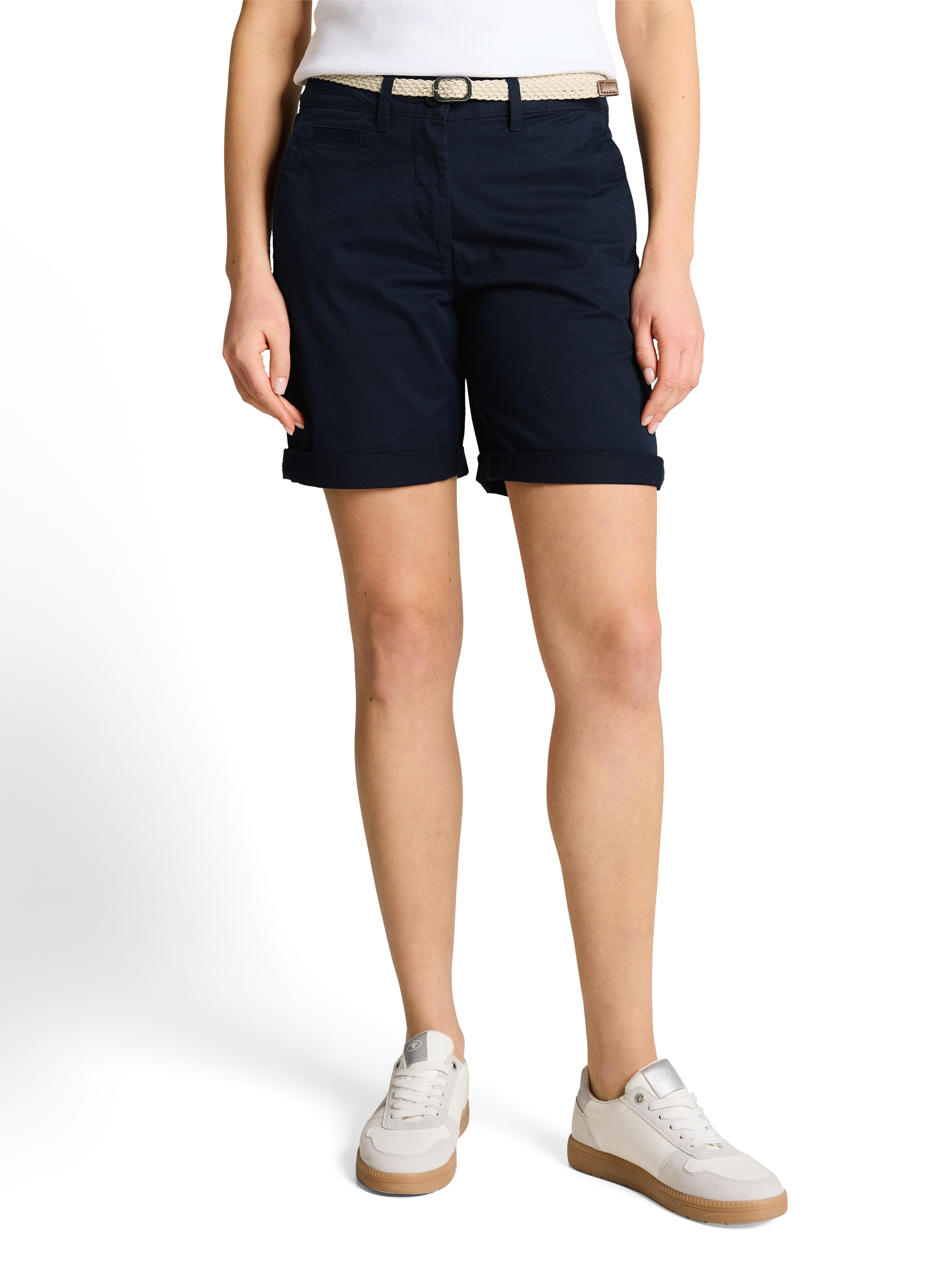 TOM TAILOR Chinoshorts "TOM TAILOR Chino Bermuda" mit Gürtel und Stretch