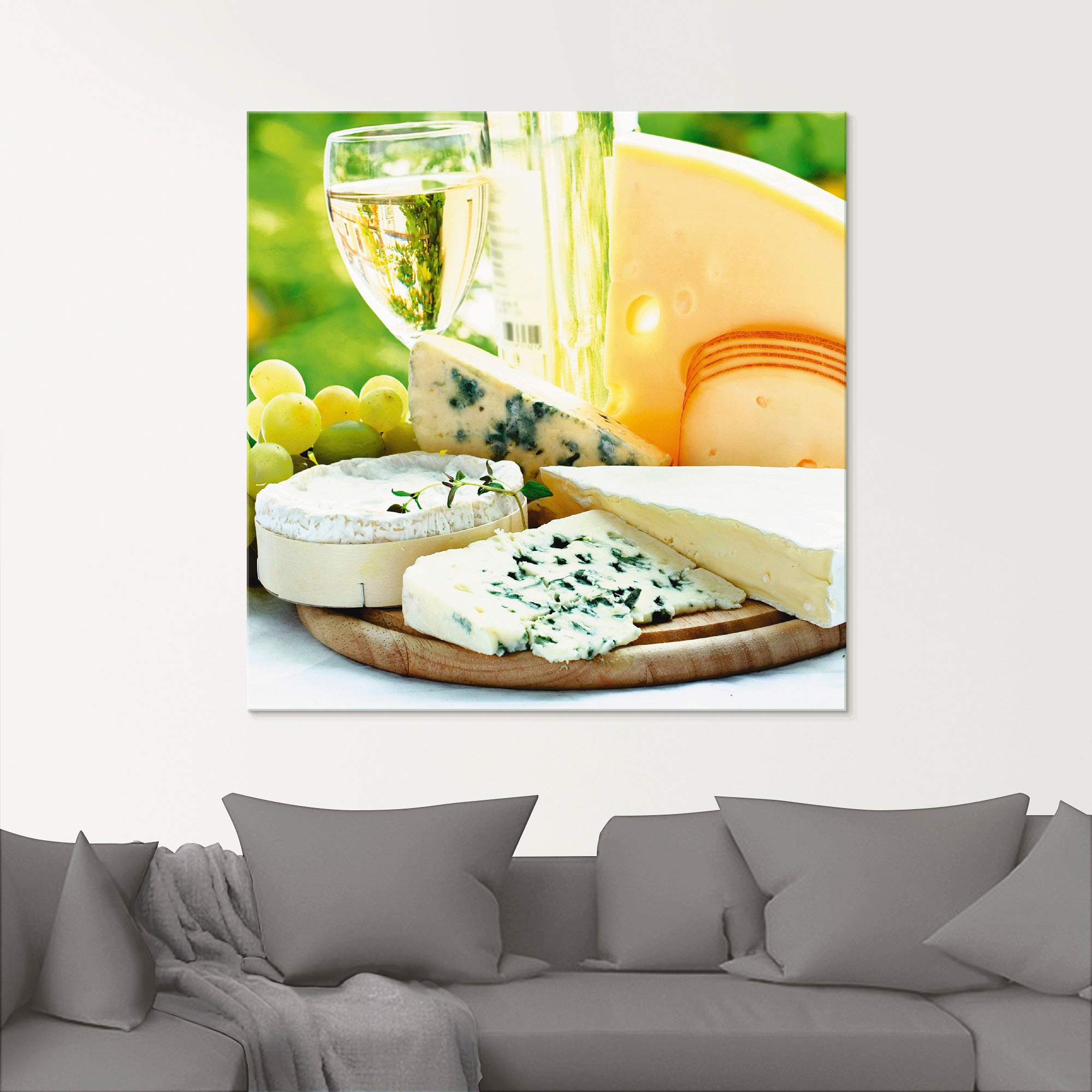 Artland Glasbild »Käse & Wein«, Lebensmittel, (1 St.), in verschiedenen Größen