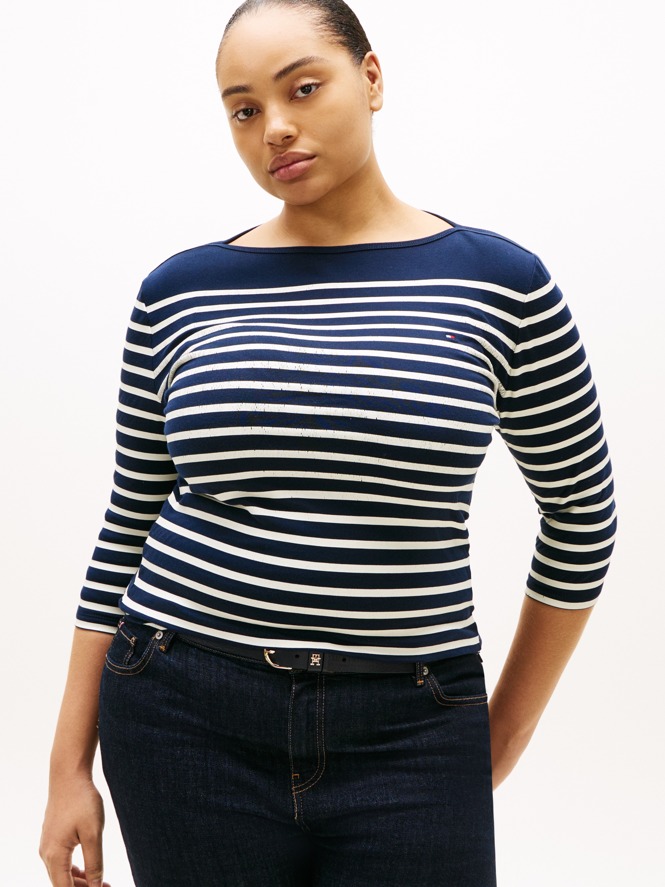 Tommy Hilfiger Curve T-Shirt "CRV SLIM CODY BOAT-NK 3/4SLV" in Großen Größe günstig online kaufen