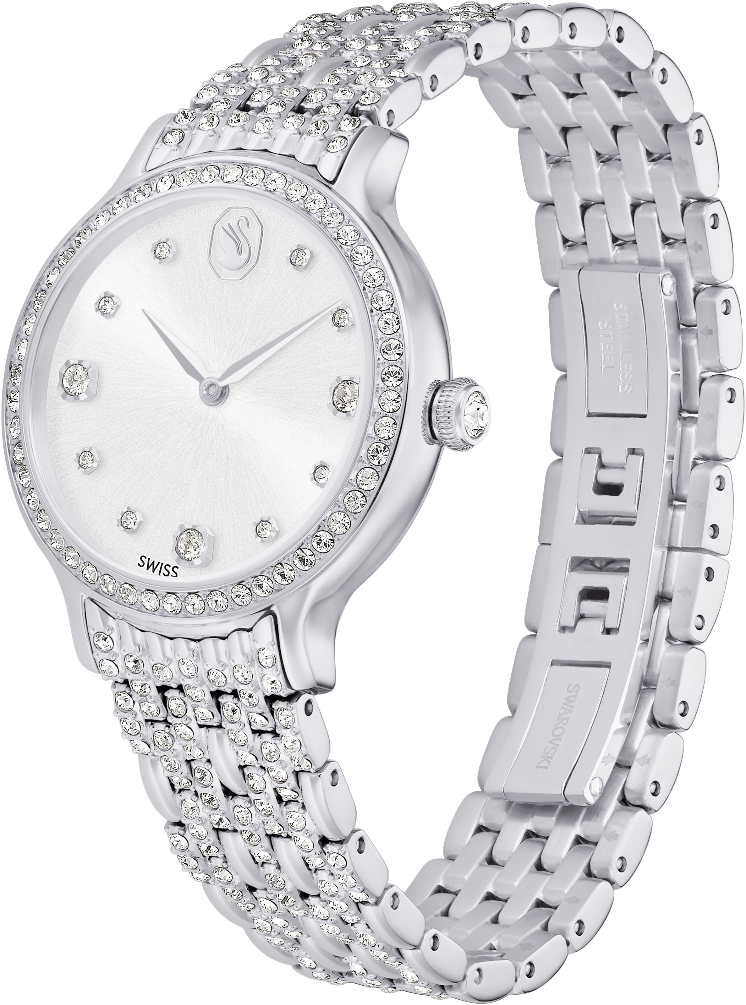 Swarovski Quarzuhr »IMBER«, Armbanduhr, Damenuhr, Swiss Made, Edelstahlarmband, analog