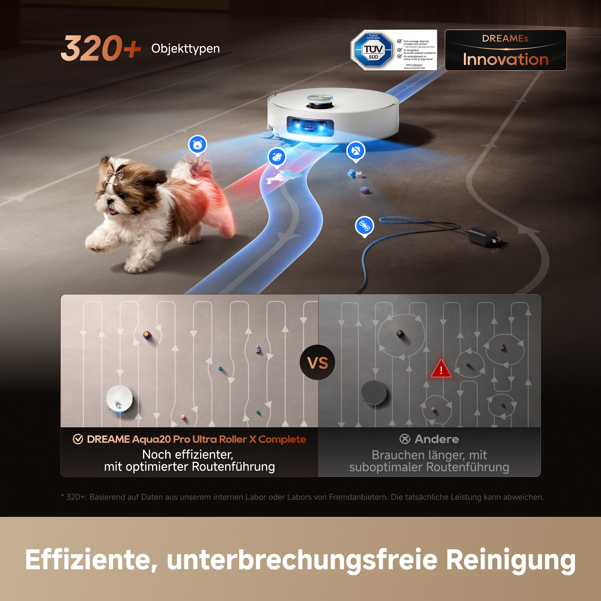 Dreame Nass-Trocken-Saugroboter »Aqua20 Pro Ultra Roller X Complete White« Vollautomatische Absaugstation, App-Steuerung