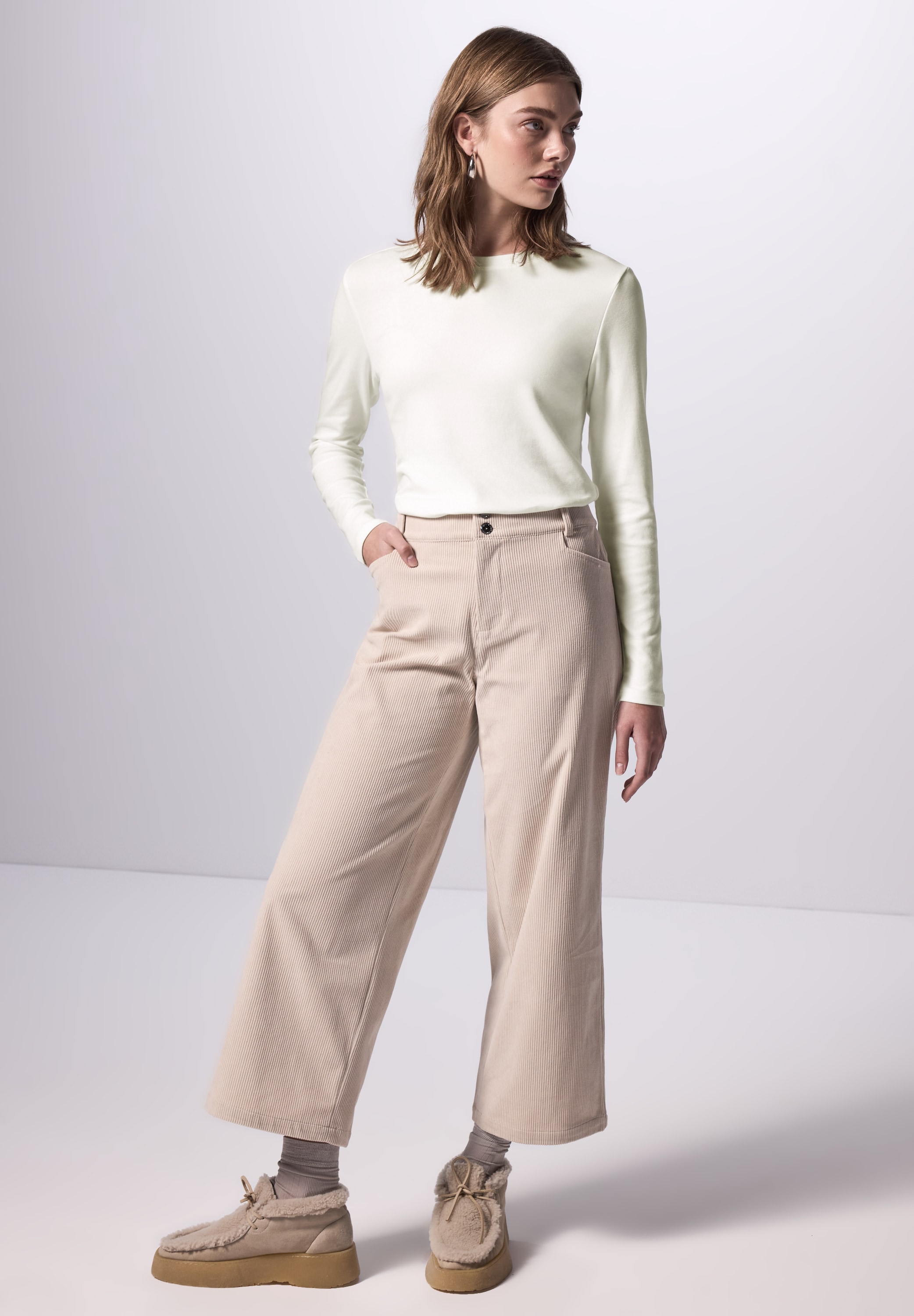 STREET ONE STUDIO Langarmshirt, aus softem Materialmix
