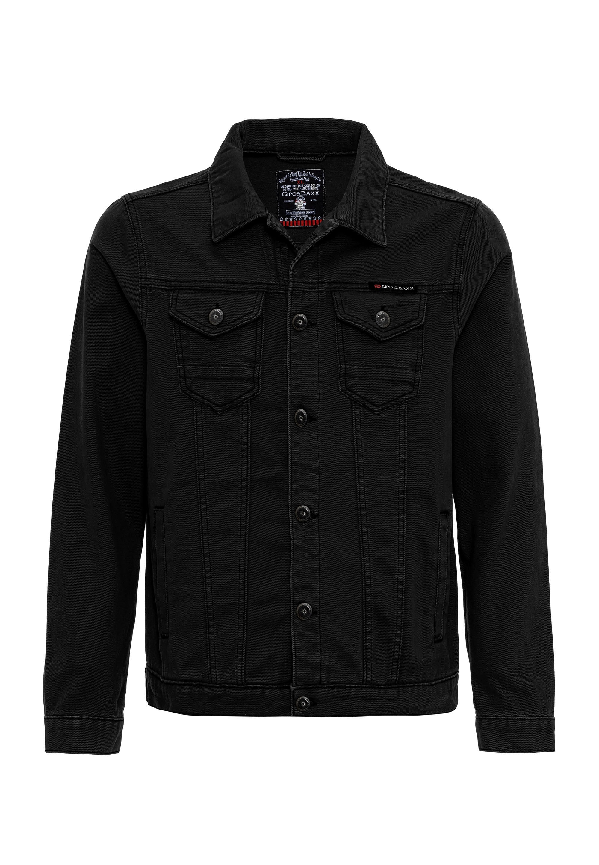 Cipo & Baxx Jeansjacke »CJ289« ohne Kapuze mit Knopfleiste