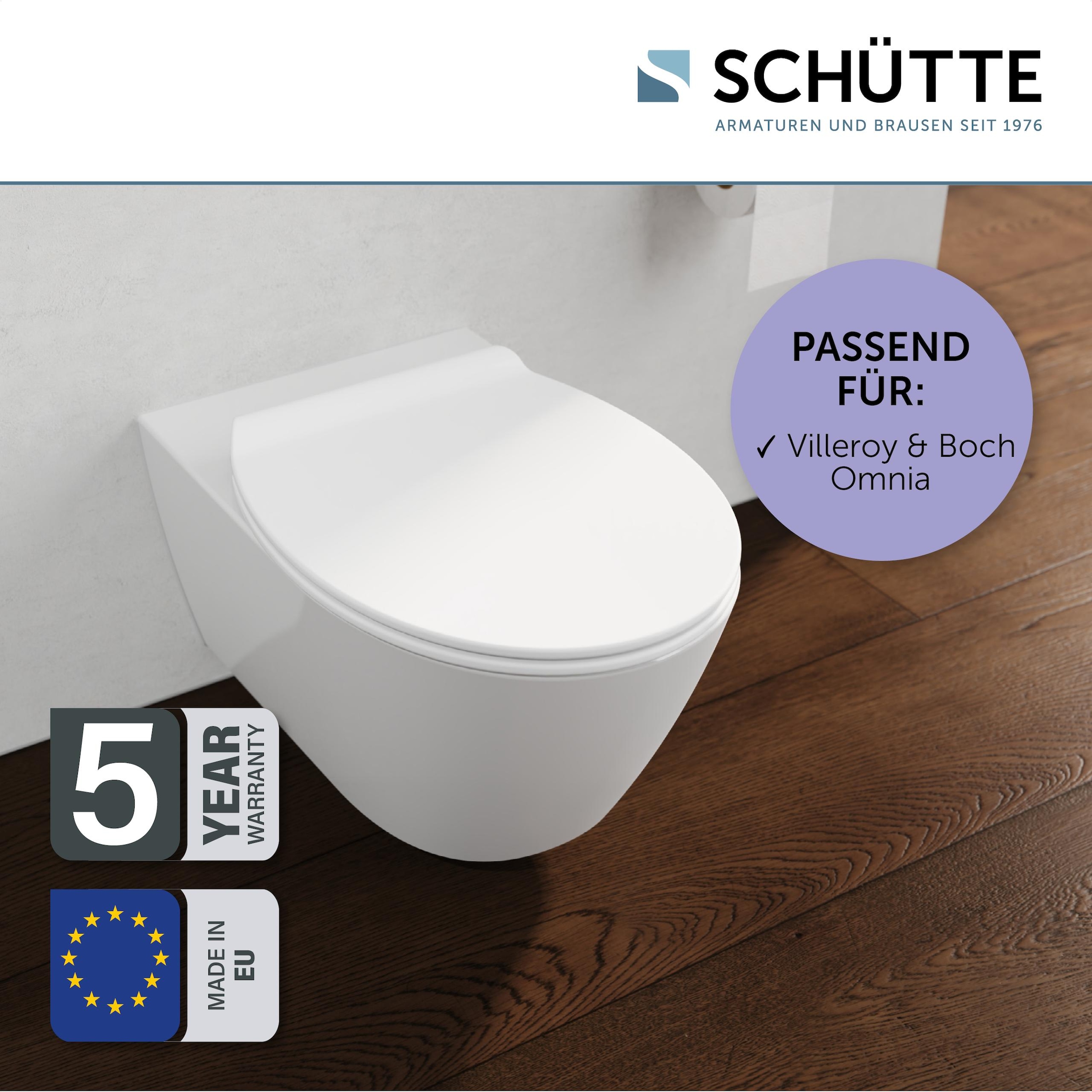 Schütte WC-Sitz »Duroplast, WHITE PRO 9«, (WC-Sitz, Befestigungsmaterial, Montageanleitung), mit Absenkautomatik und Schnellverschluss