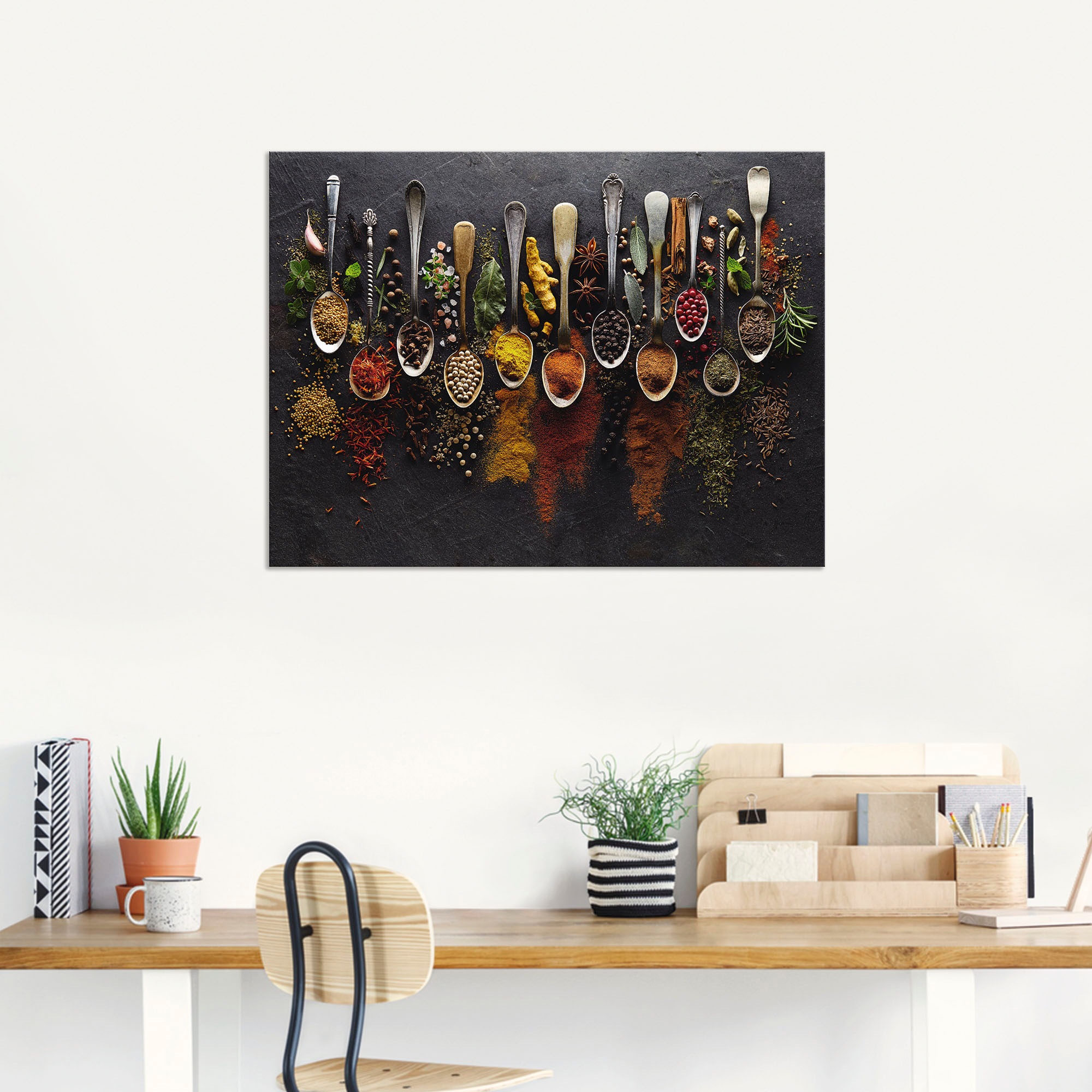 Artland Wandbild »Kräuter Gewürze Schiefer«, Lebensmittel, (1 St.), als Alubild, Outdoorbild, Leinwandbild, Poster, Wandaufkleber