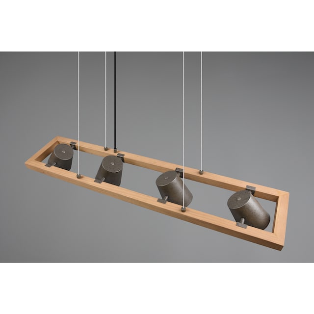 TRIO Leuchten Pendelleuchte »Bell«, 4 flammig-flammig, aus Holz mit Schirmen  in Glocken-Design / Schirme nickel antik Optik | BAUR