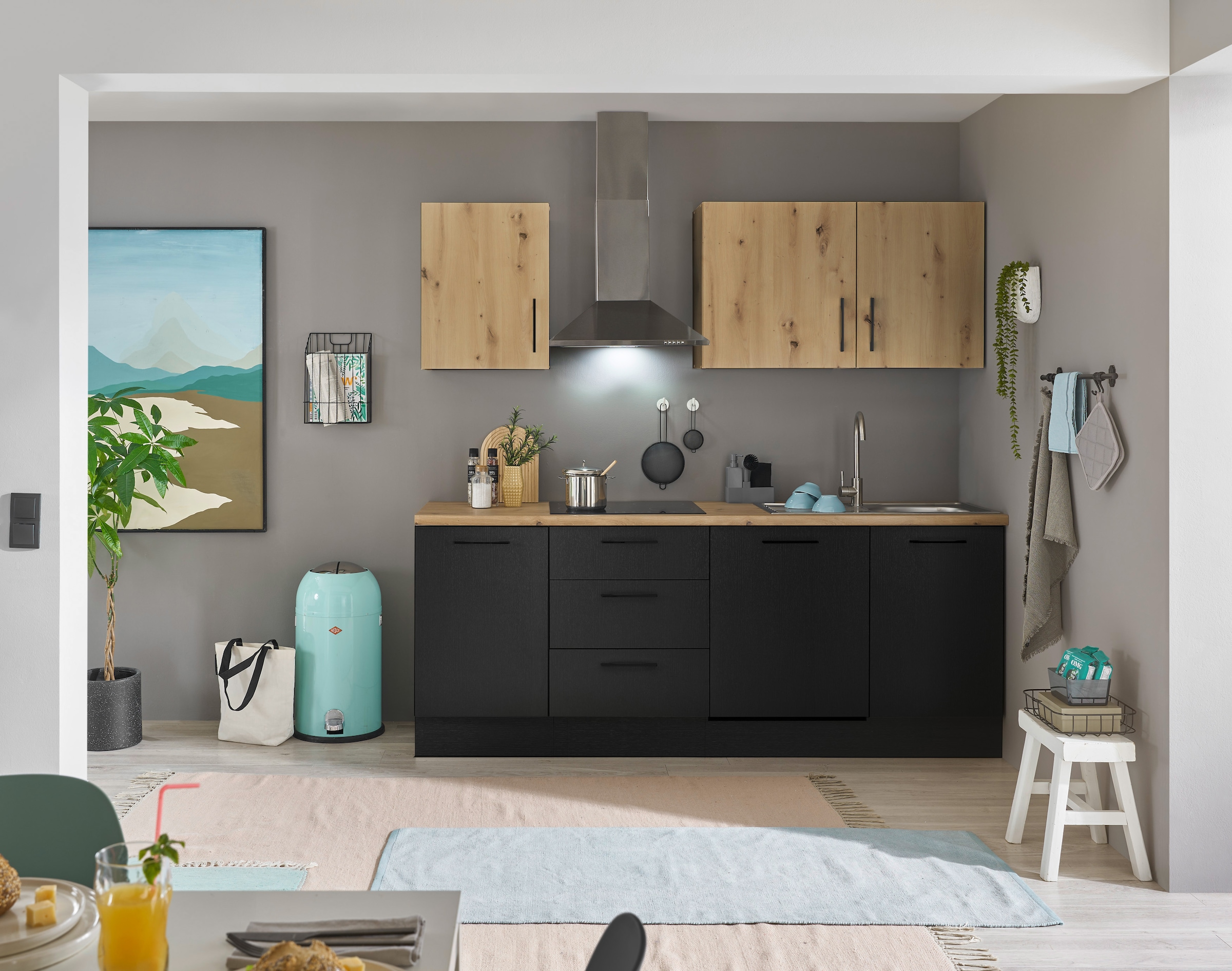 BASIC by Balculina Küchenzeile »Turin«, Breite 220 cm, ohne E-Geräte, mit Soft-Close-Funktion