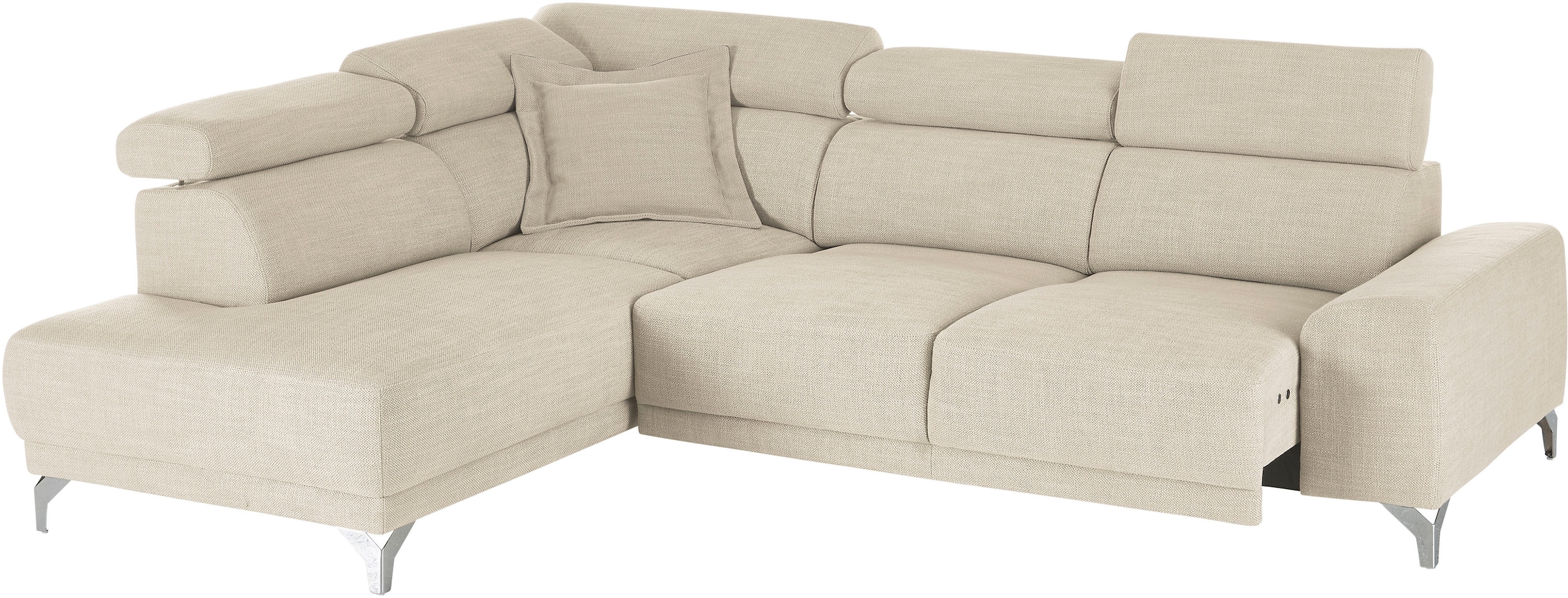 3C Candy Ecksofa »Greve Sofa immer mit manuelle Kopfteilverstellungen, modern, elegant«, wahlweise motorischer Sitzvorzug, bequem und zeitlos, L-Form