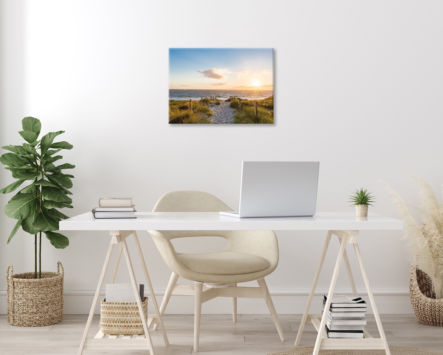 Bönninghoff Leinwandbild »Wandbild STRAND – Leinwandbild Keilrahmen Deko modern« Meer | Sonnenuntergang | Strand 1 Stk. tlg. auf Keilrahmen gespannt
