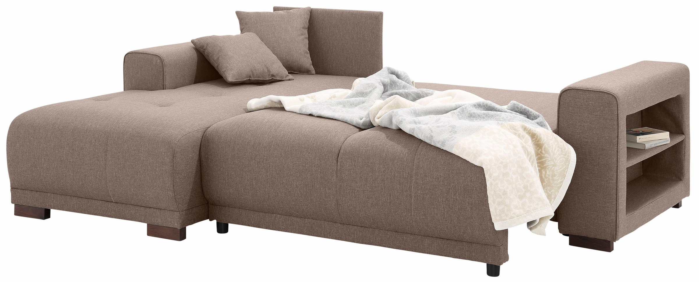 Home affaire Ecksofa »Viborg L-Form«, mit Regal in der Armlehne, wahlweise mit Bettfunktion