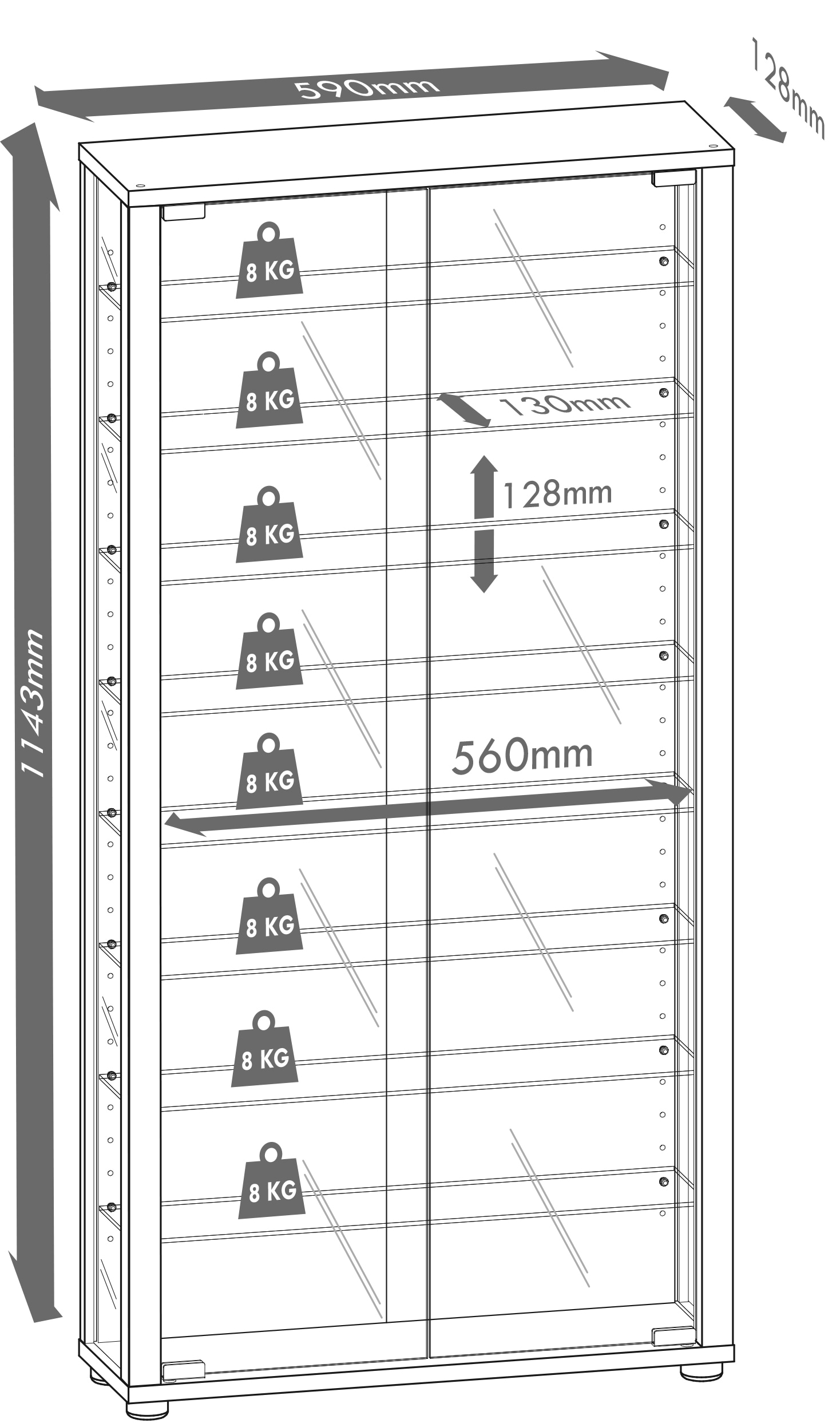 VCM Standvitrine »Holz Glas Stand Vitrine Sammelvitrine Lumo Maxi«