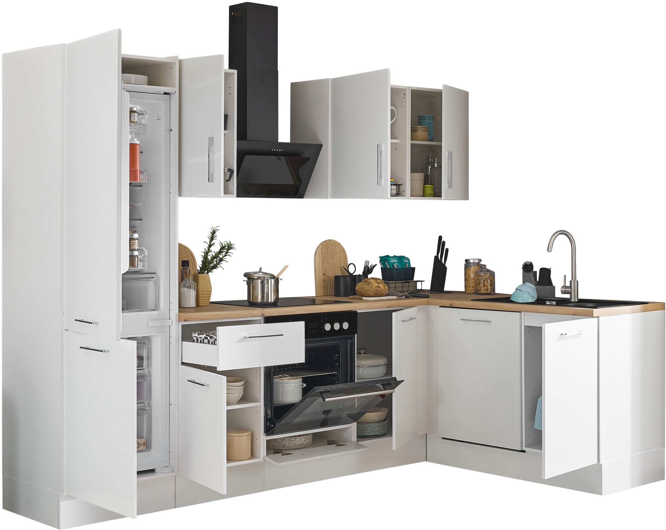 BASIC by Balculina Winkelküche »Turin«, Stellbreite 280x175 cm, wahlweise mit E-Geräten