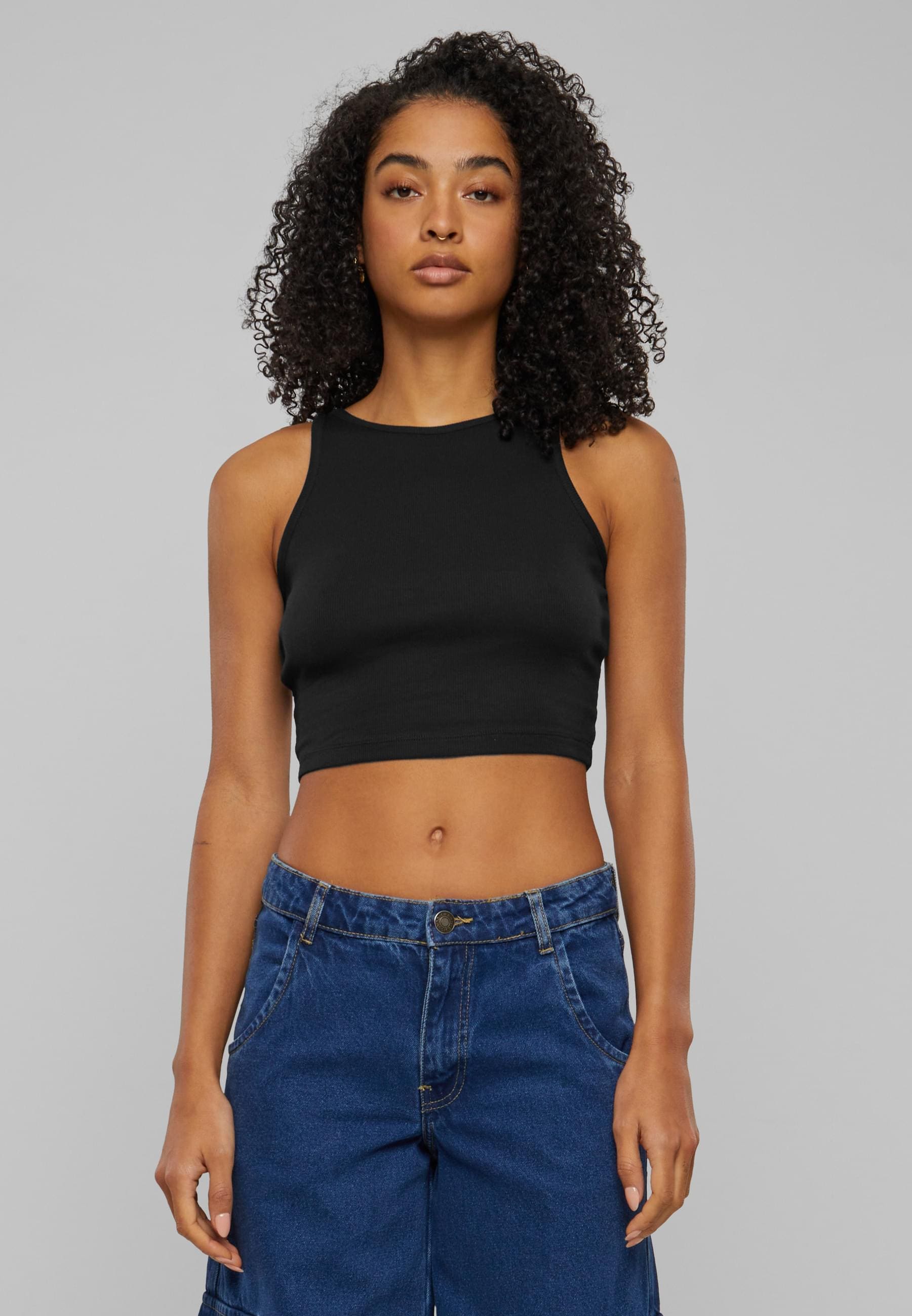 URBAN CLASSICS Muskelshirt »Urban Classics Damen Ladies Organic Cropped Rib Top«, (1 tlg.)