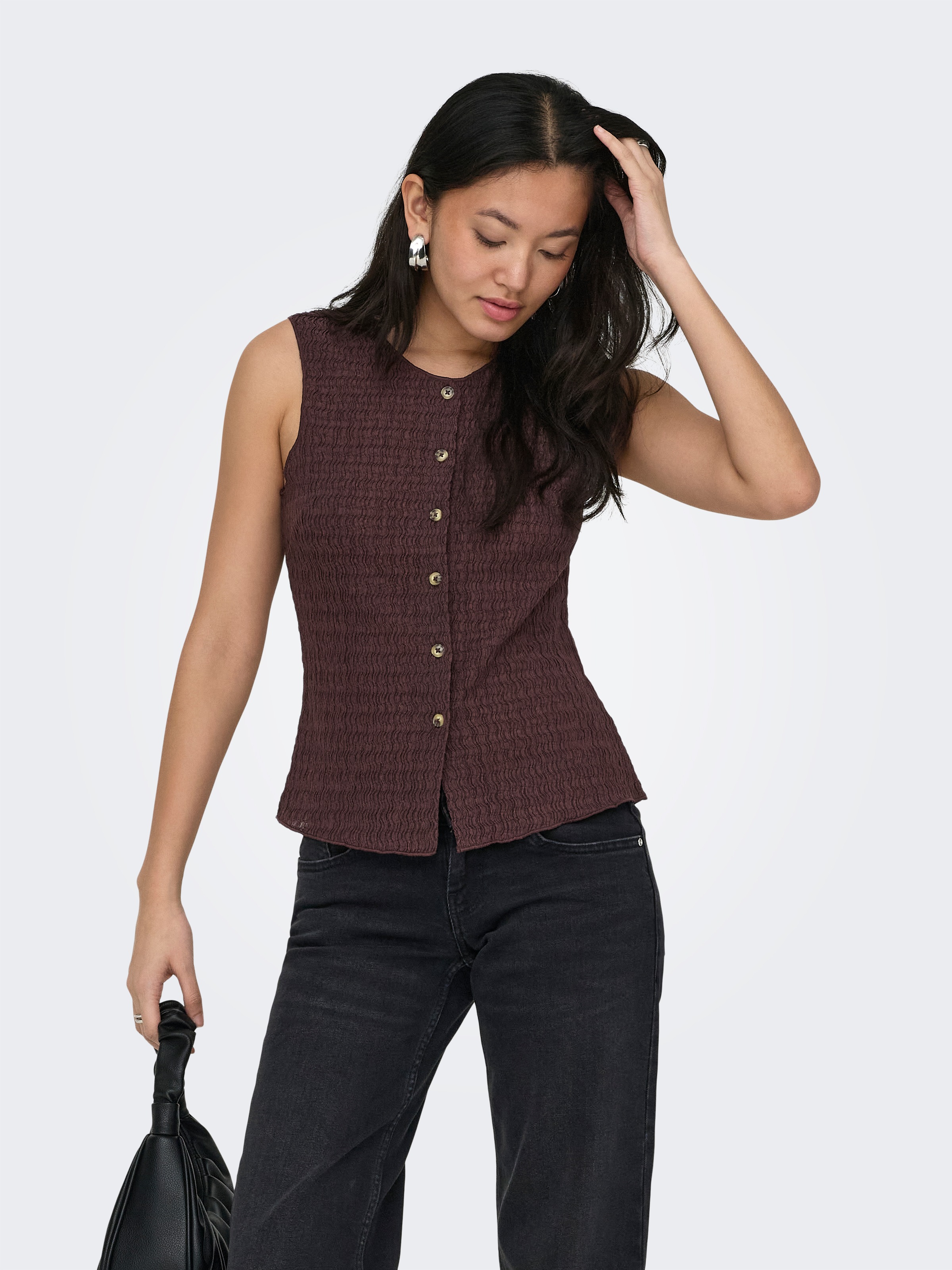 ONLY Jerseyweste "ONLILSE S/L STRUCTURE VEST JRS NOOS" Kunstfaser, Rundhals günstig online kaufen