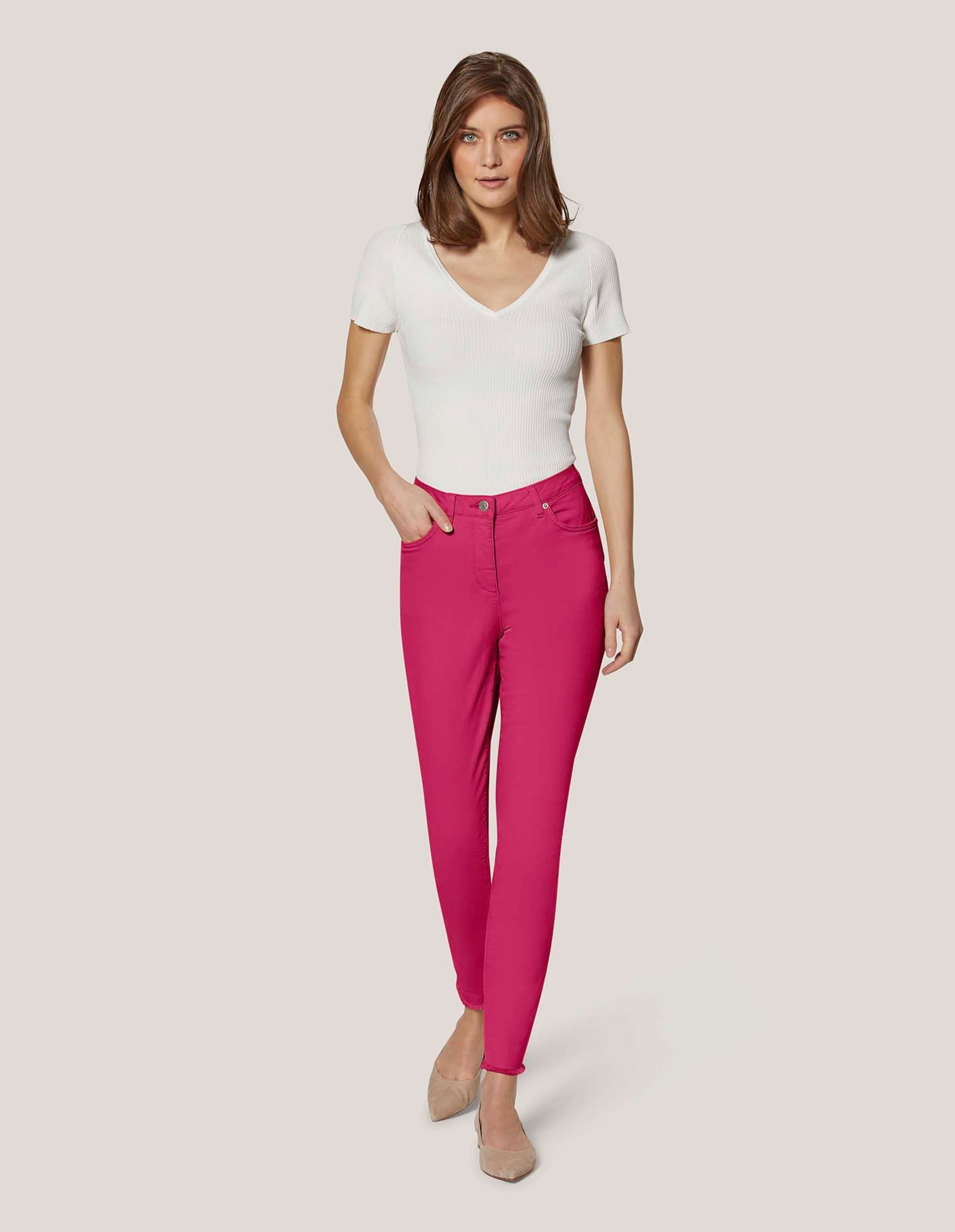 MADELEINE »Jeans Mid Waist Skinny-Hose mit Fransen« mit Fransensaum