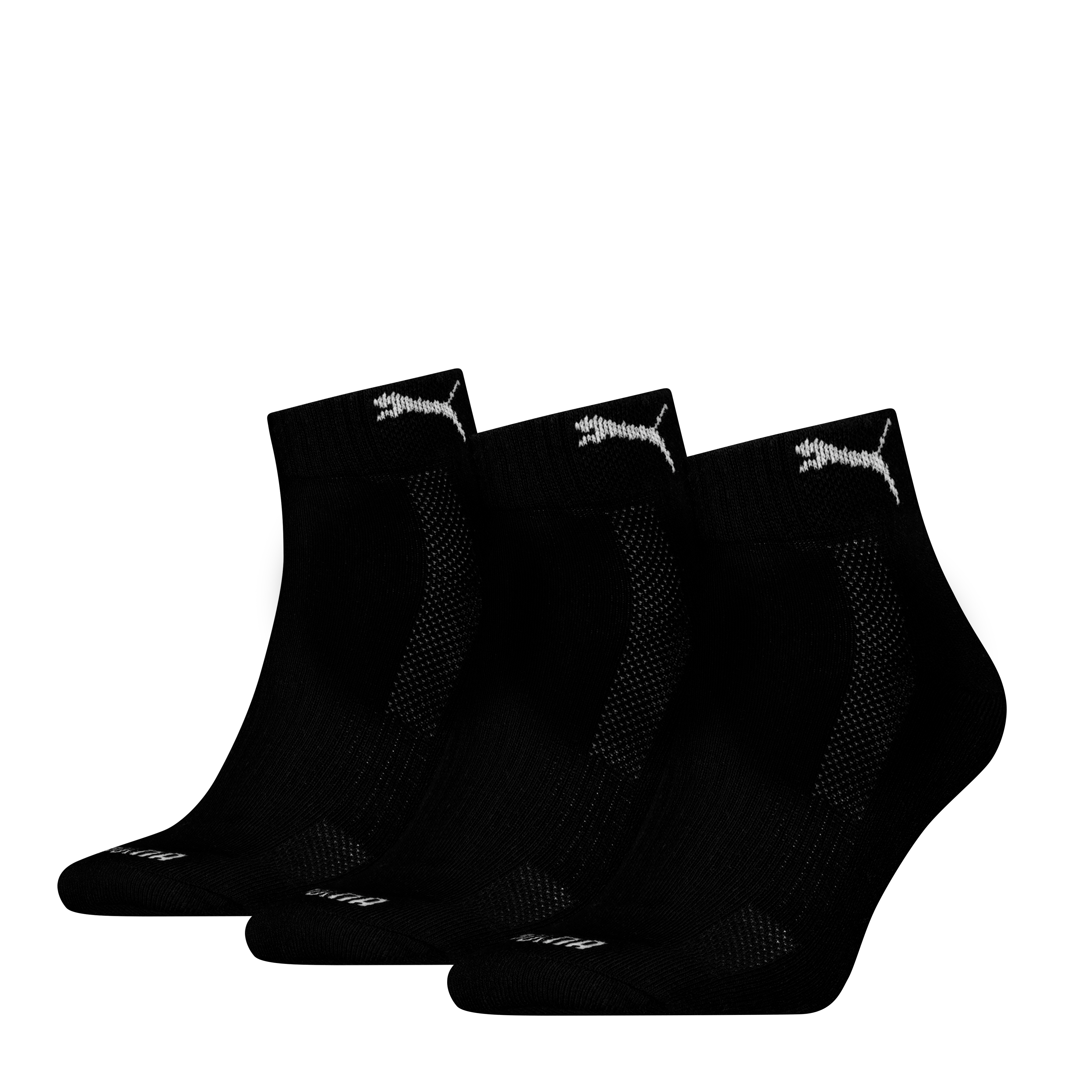 PUMA Kurzsocken "PUMA UNISEX CUSHIONED QUARTER 3P" 3 Paar, 3 Stk. tlg. mit eingestricktem Logo im Bund
