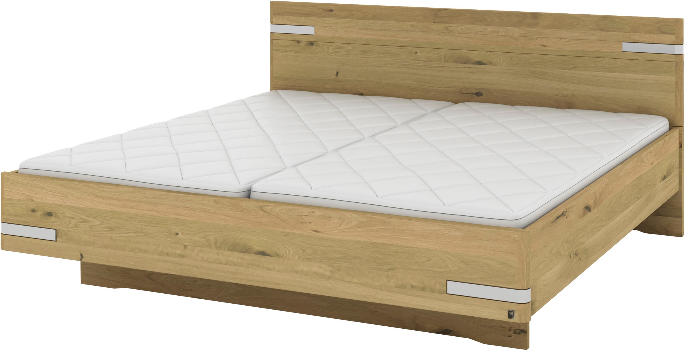 Musterring Holzbett »Savona«, (Belastbarkeit 220 Kg, 4-fache Liegehöhenverstellung, MADE IN GERMANY), Kopfteil in Bianco-Eiche massiv, Details in Chrom, verschiedene Größen